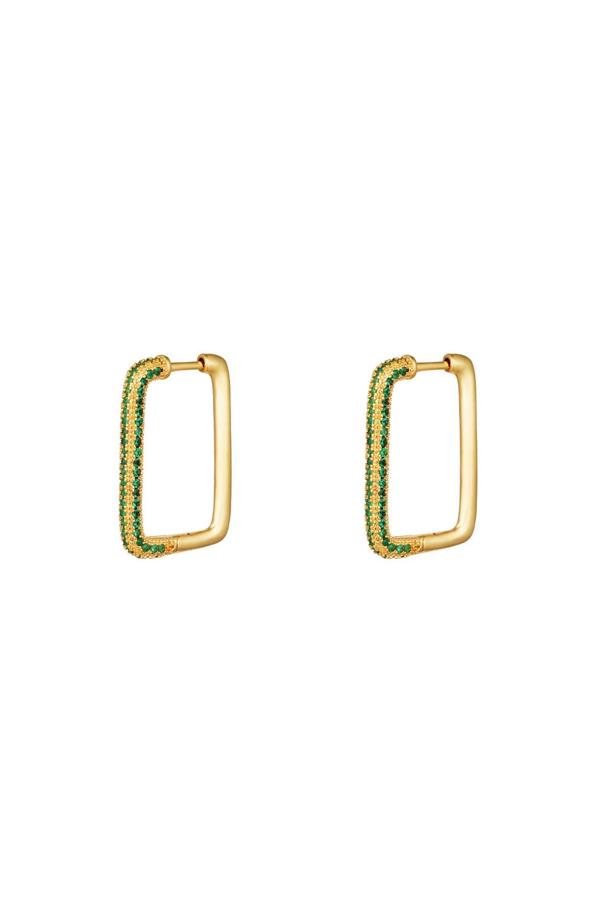 Earrings rectangle zircon Green Copper h5 