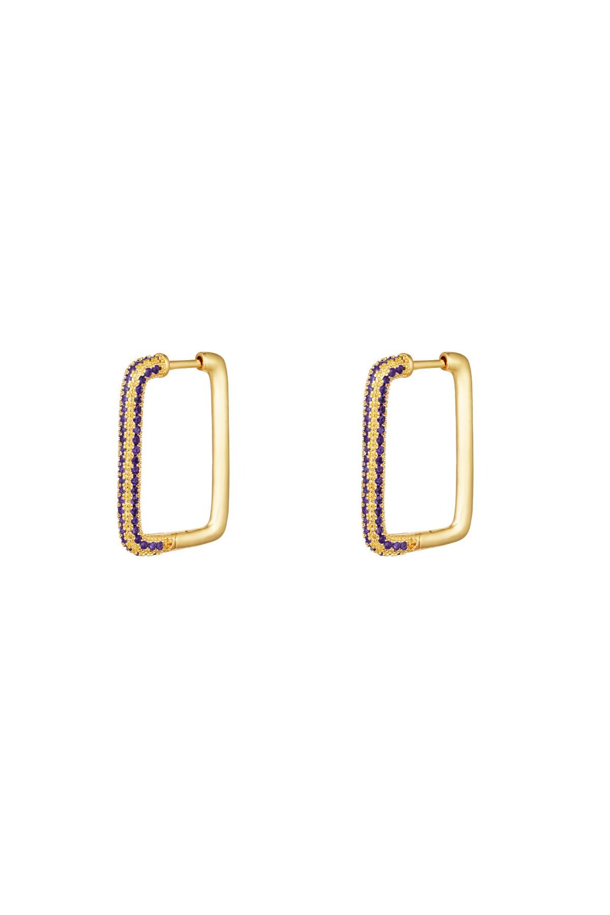 Earrings rectangle zircon Purple Copper 