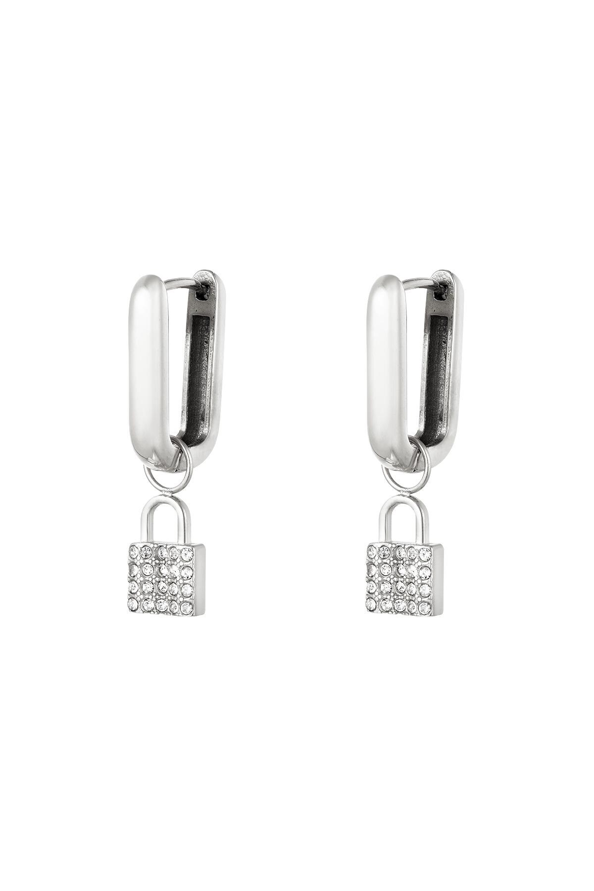 Stainless steel earrings secretive lock Silver h5 