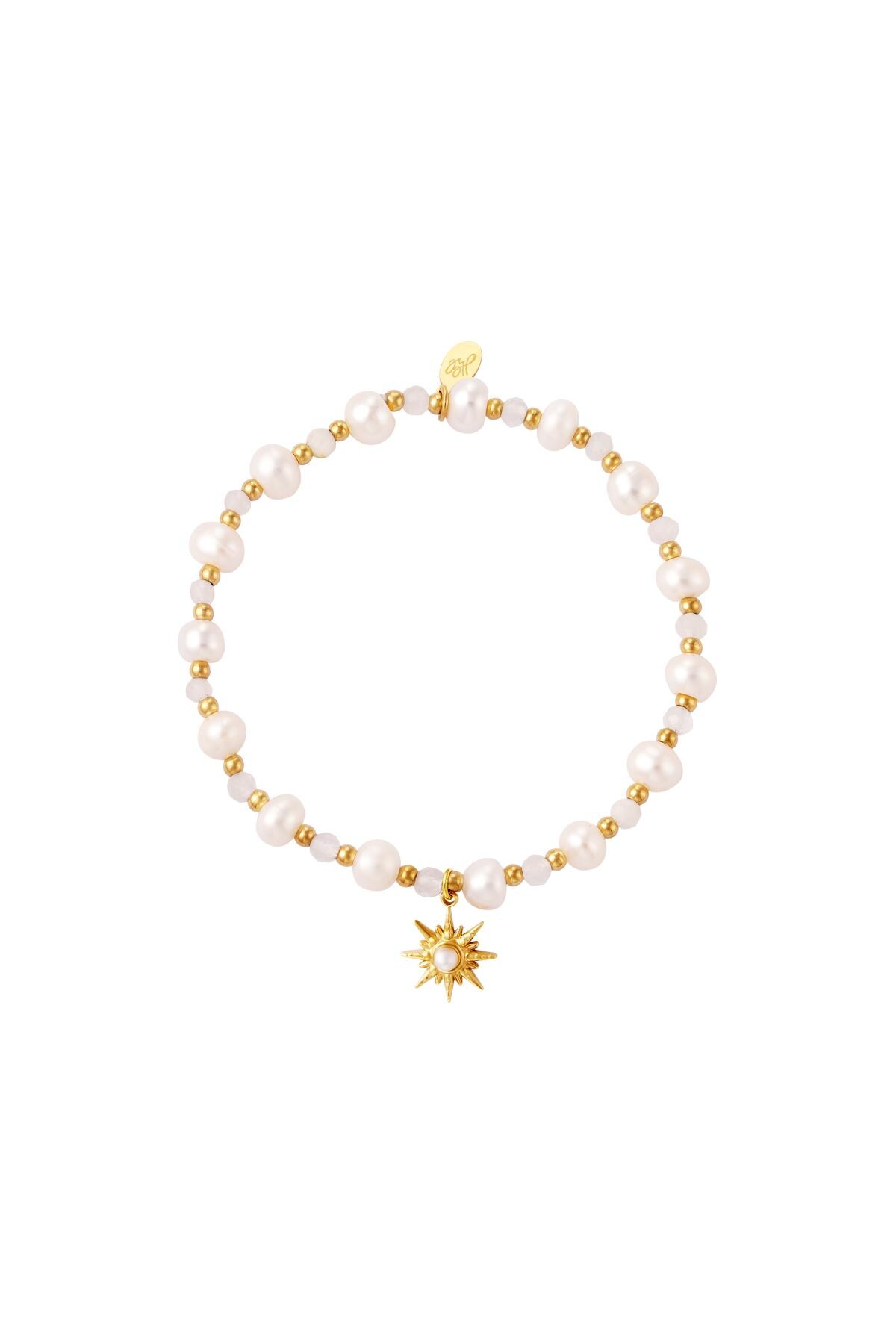 Pearl bracelet with star pendant Gold Stainless Steel 