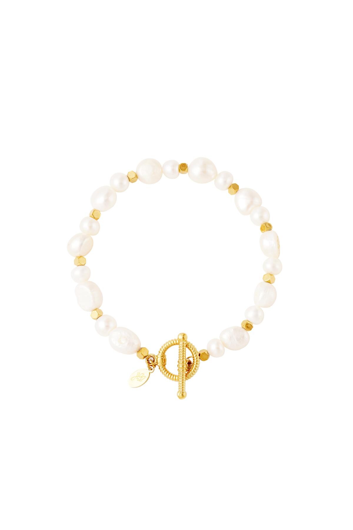 Stainless steel bracelet pearls Gold 