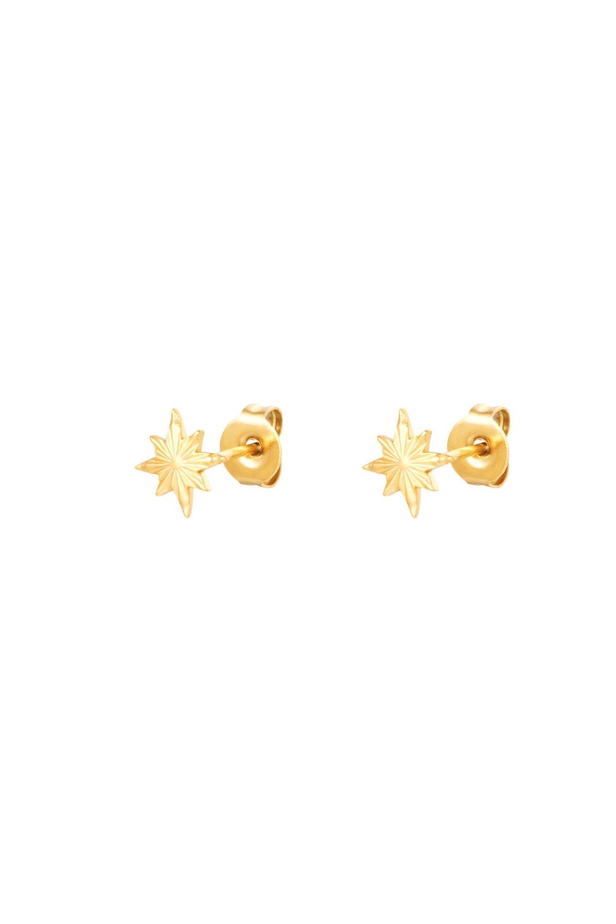 Stud Earrings North Star Gold Color Stainless Steel h5 