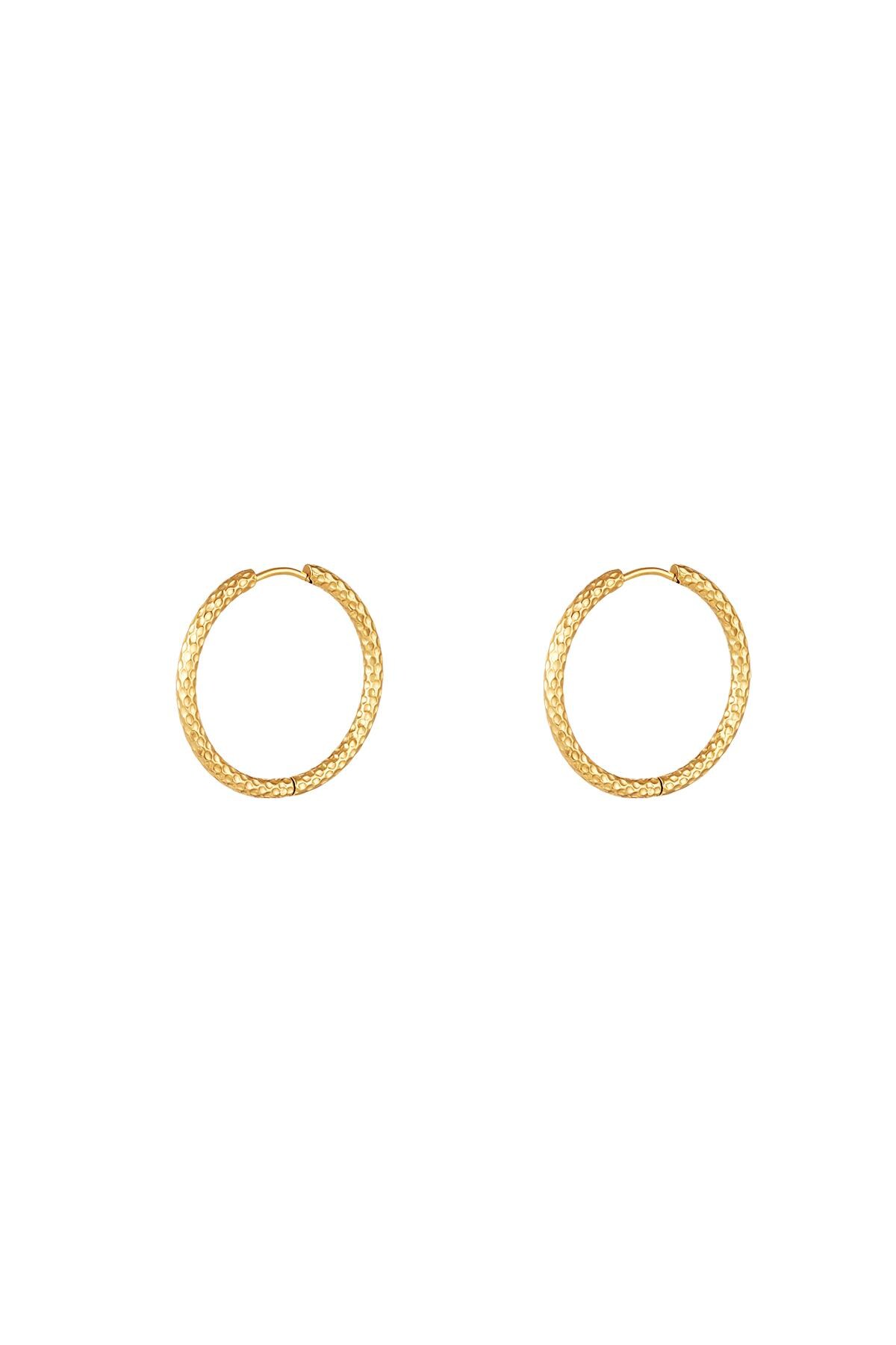 Earrings with pattern small Gold Stainless Steel 