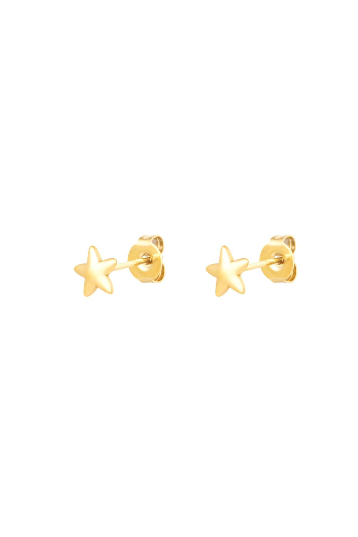 Stud Earrings Star Gold Color Stainless Steel h5 