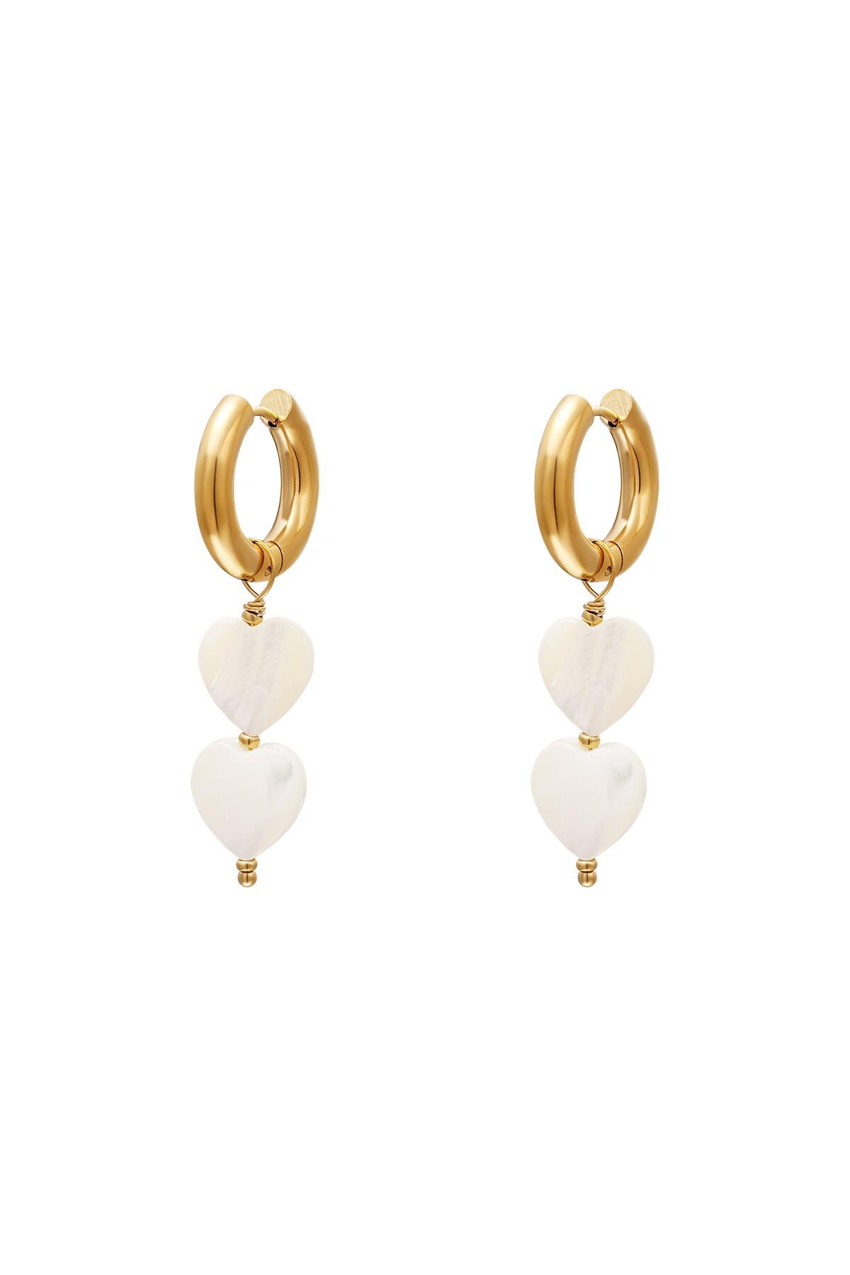 Pearl hearts earrings - #summergirls collection White Gold Color Sea Shells h5 