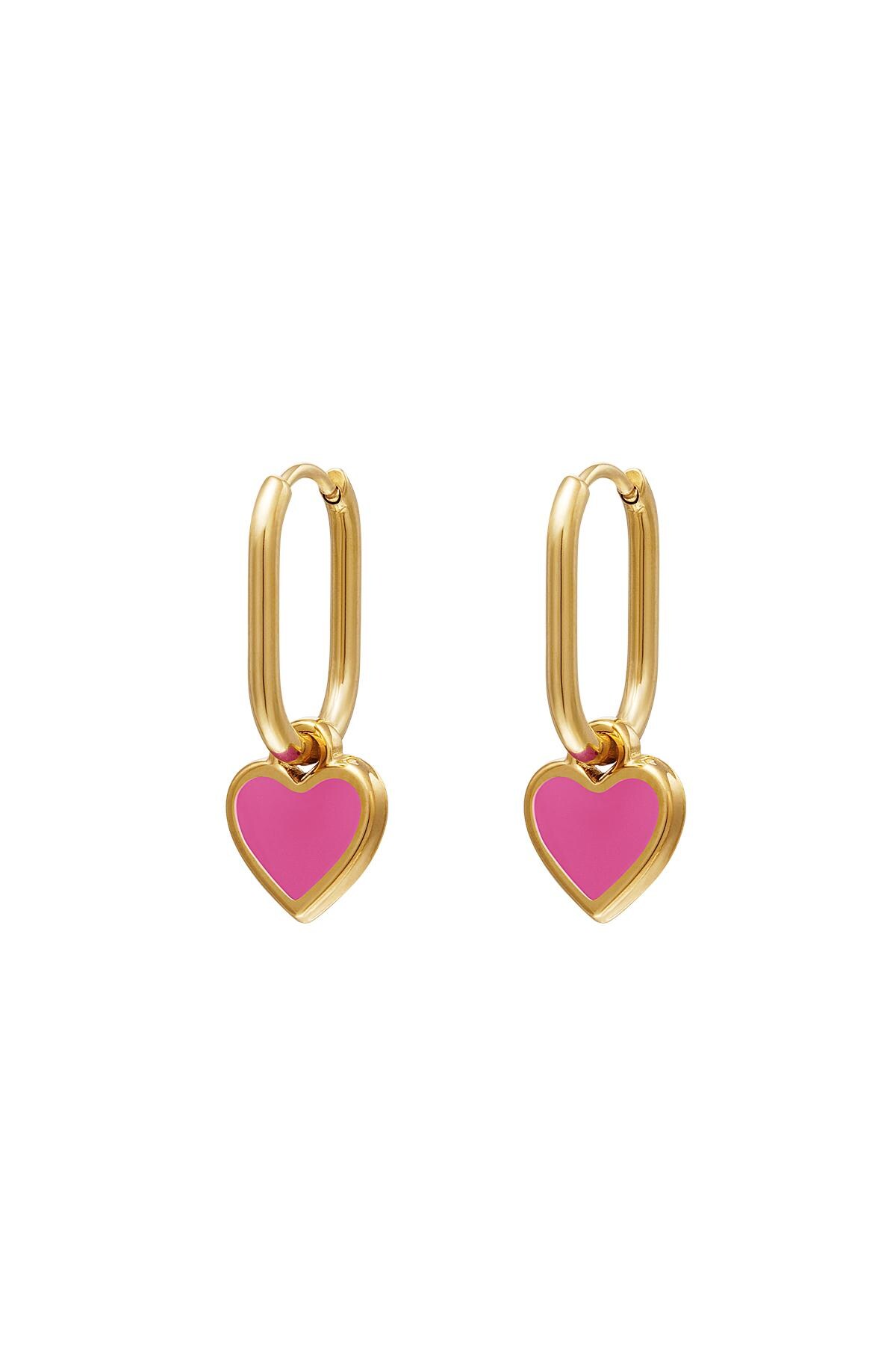 Coloured heart earrings Rose Stainless Steel h5 