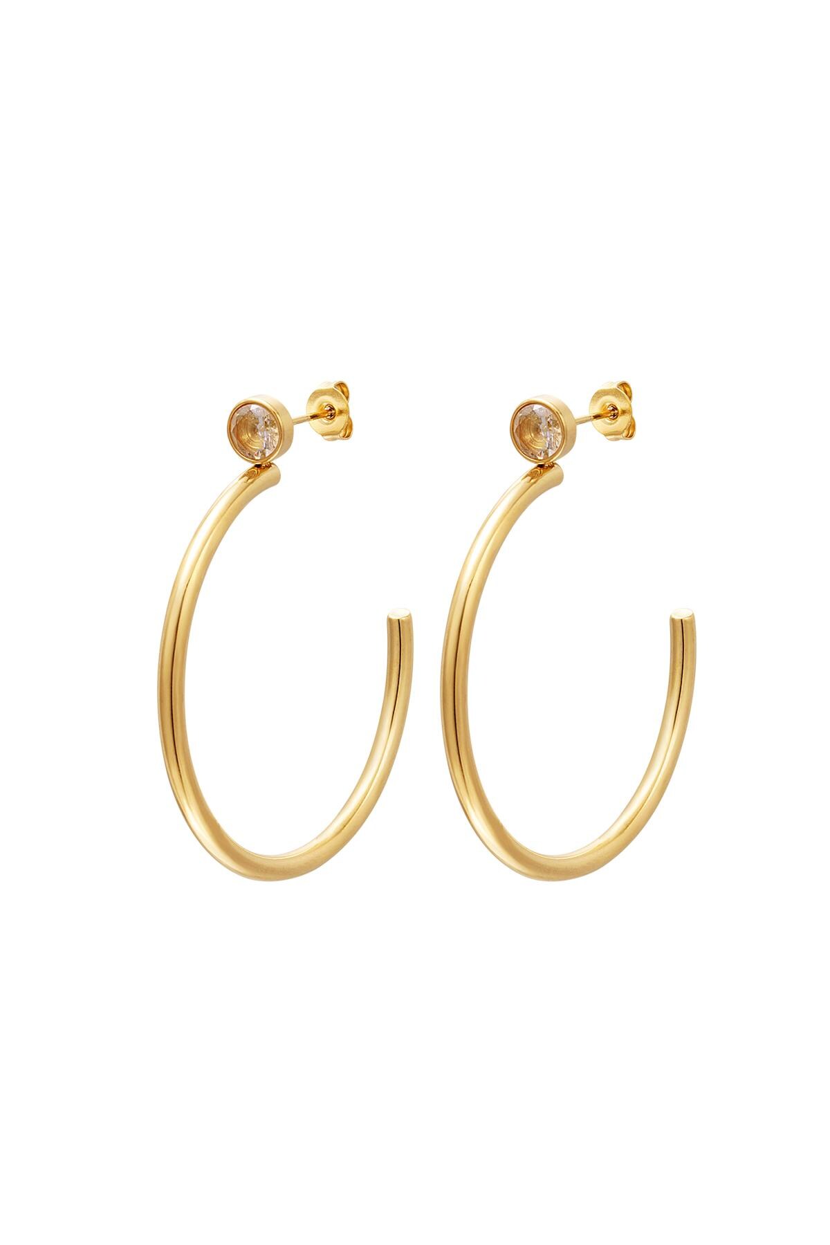 Big hoops with zircon Gold Stainless Steel h5 