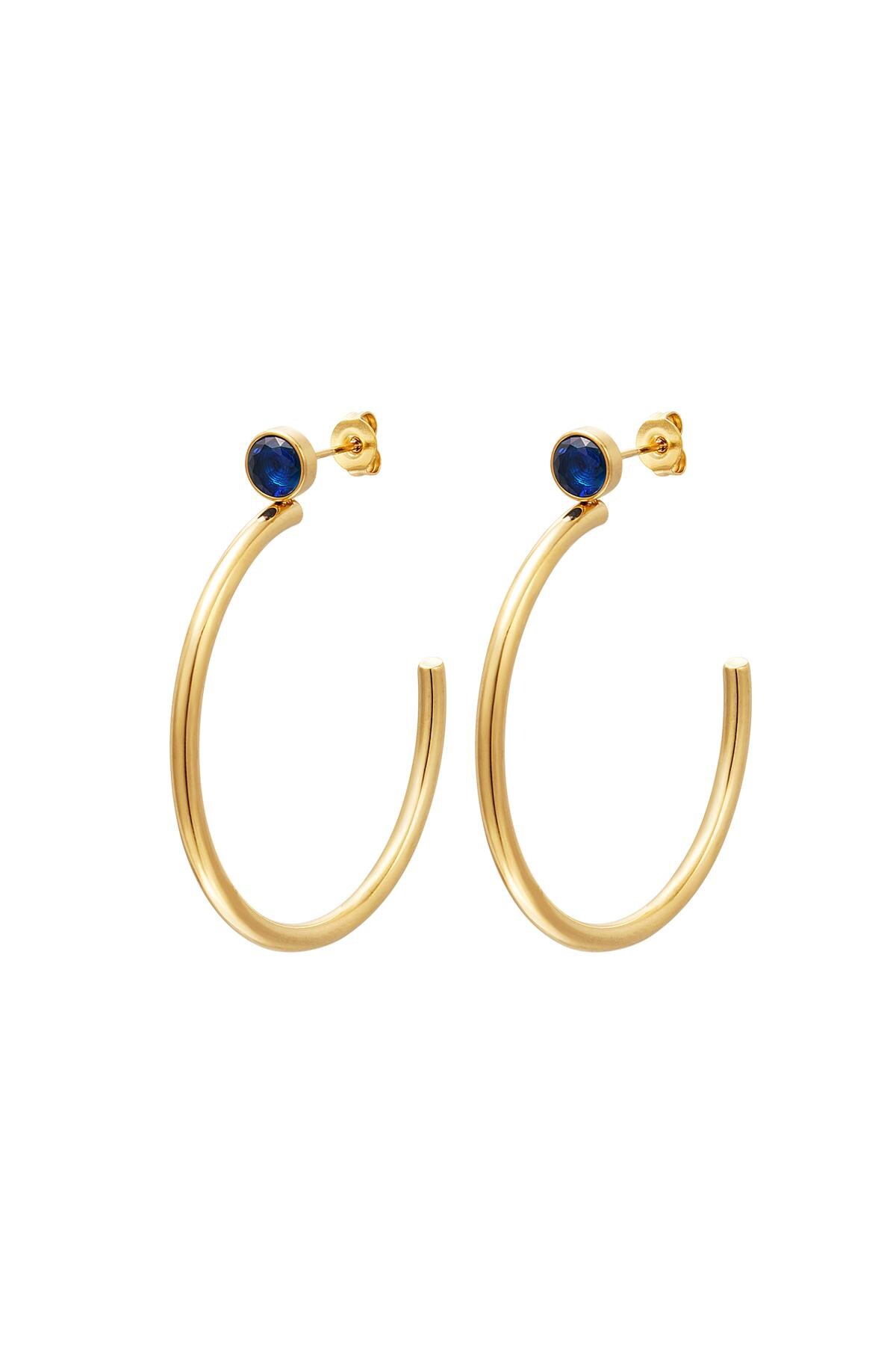 Big hoops with zircon Blue & Gold Stainless Steel h5 