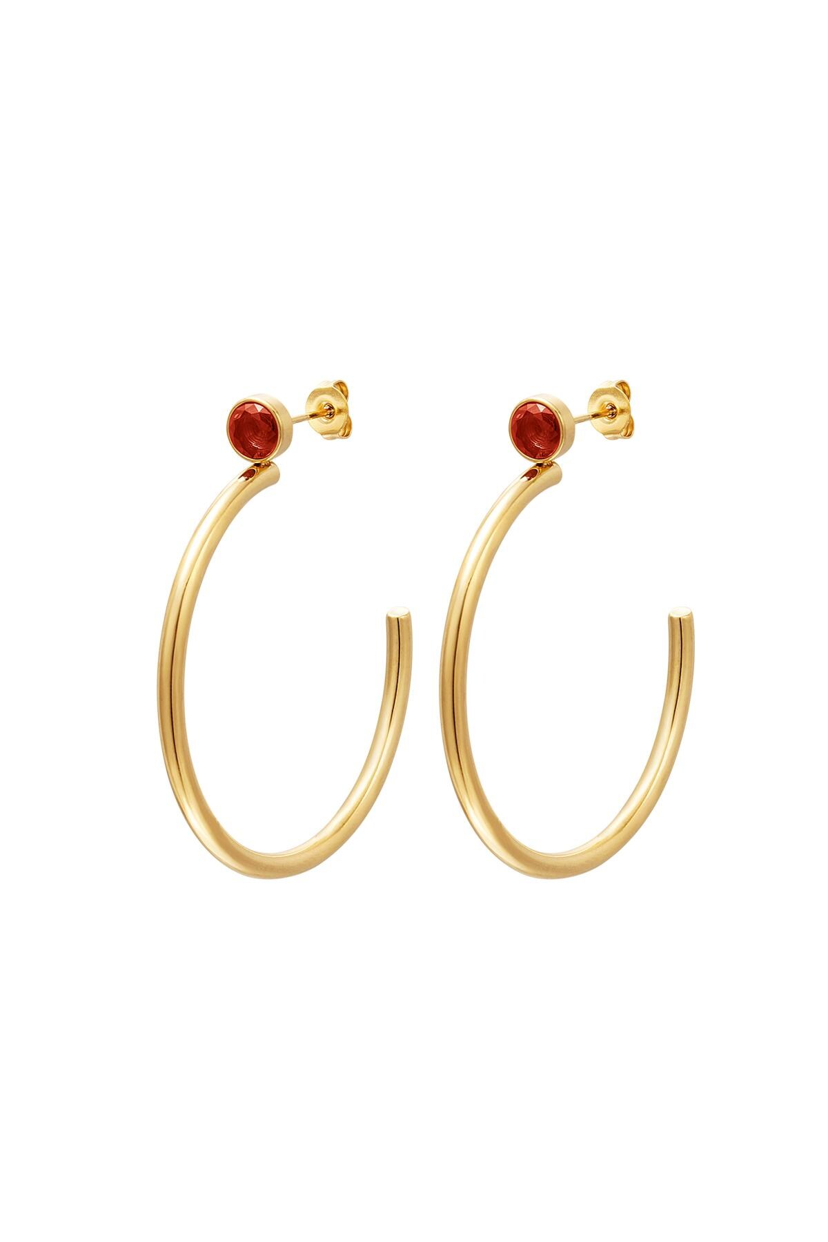 Big hoops with zircon Red Stainless Steel h5 