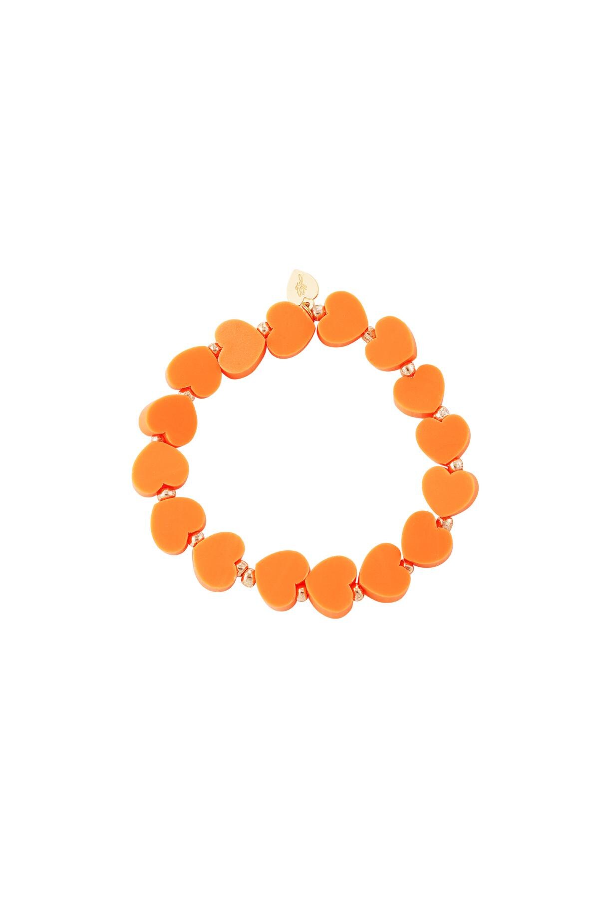 Kids - summer hearts bracelet - Mother-Daughter collection Orange polymer clay 