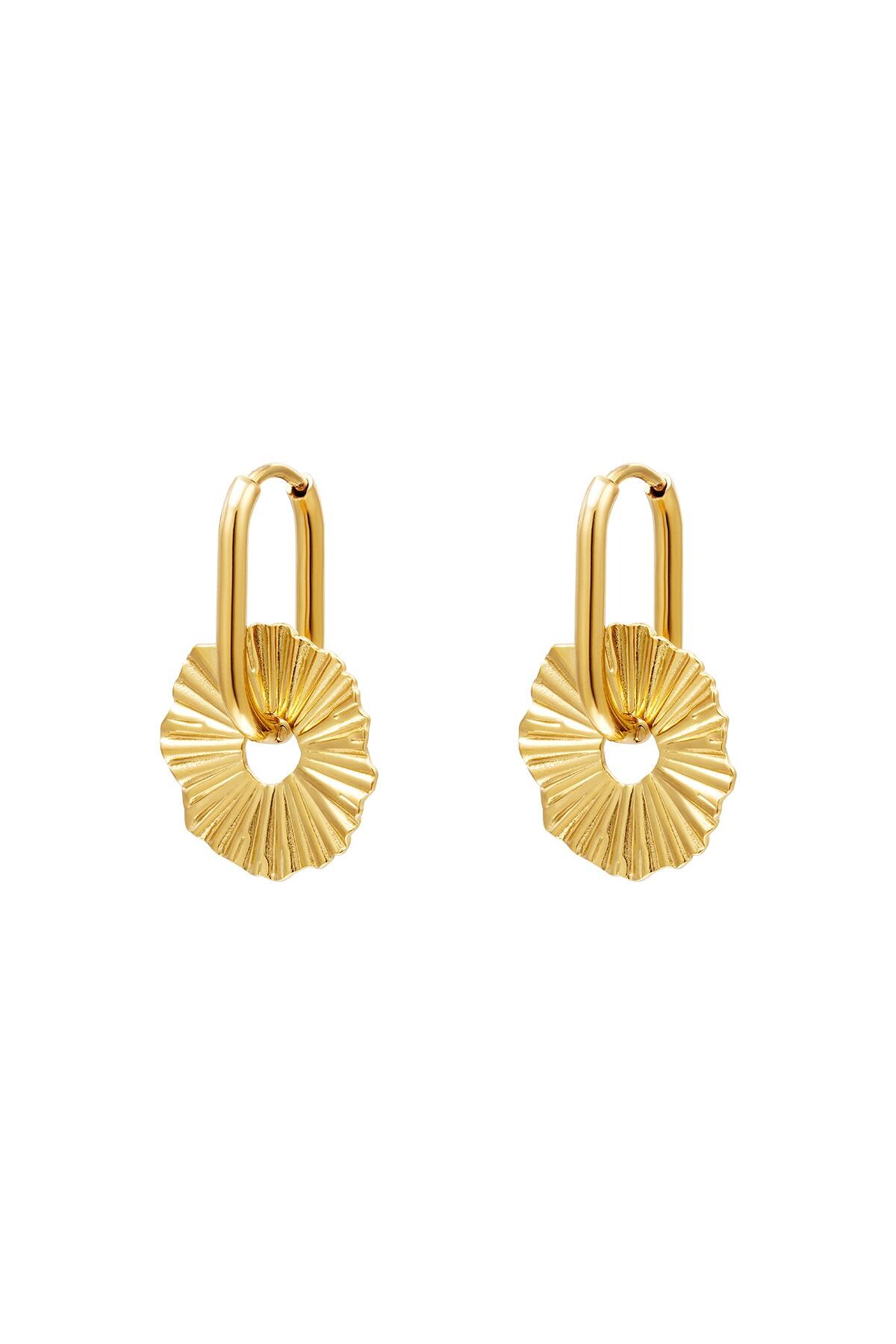 Earrings abstract flower Gold Stainless Steel 