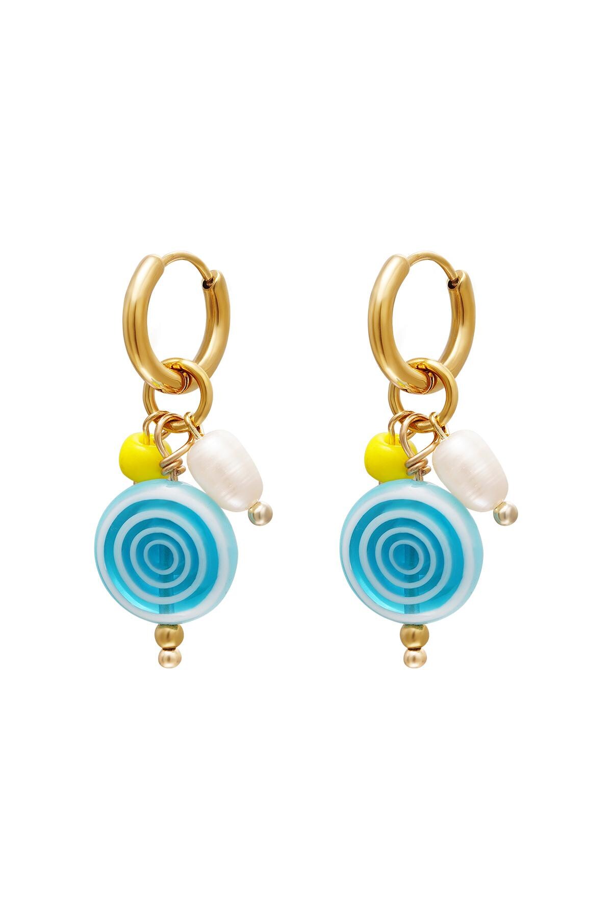 Dangling spiral earrings Blue & Gold Stainless Steel h5 