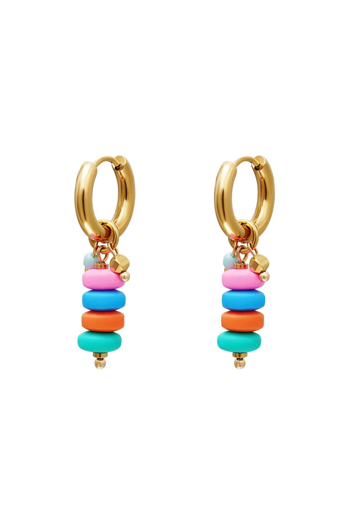 Colourful beads earrings Gold Stainless Steel h5 