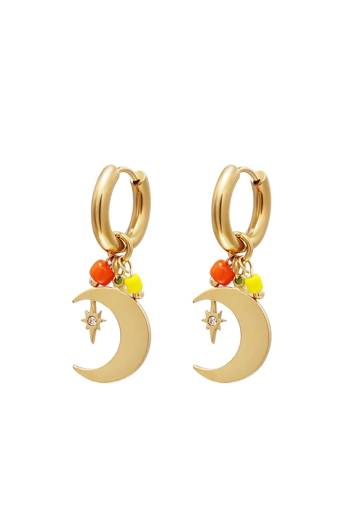 Dangling moon earrings Gold Stainless Steel h5 