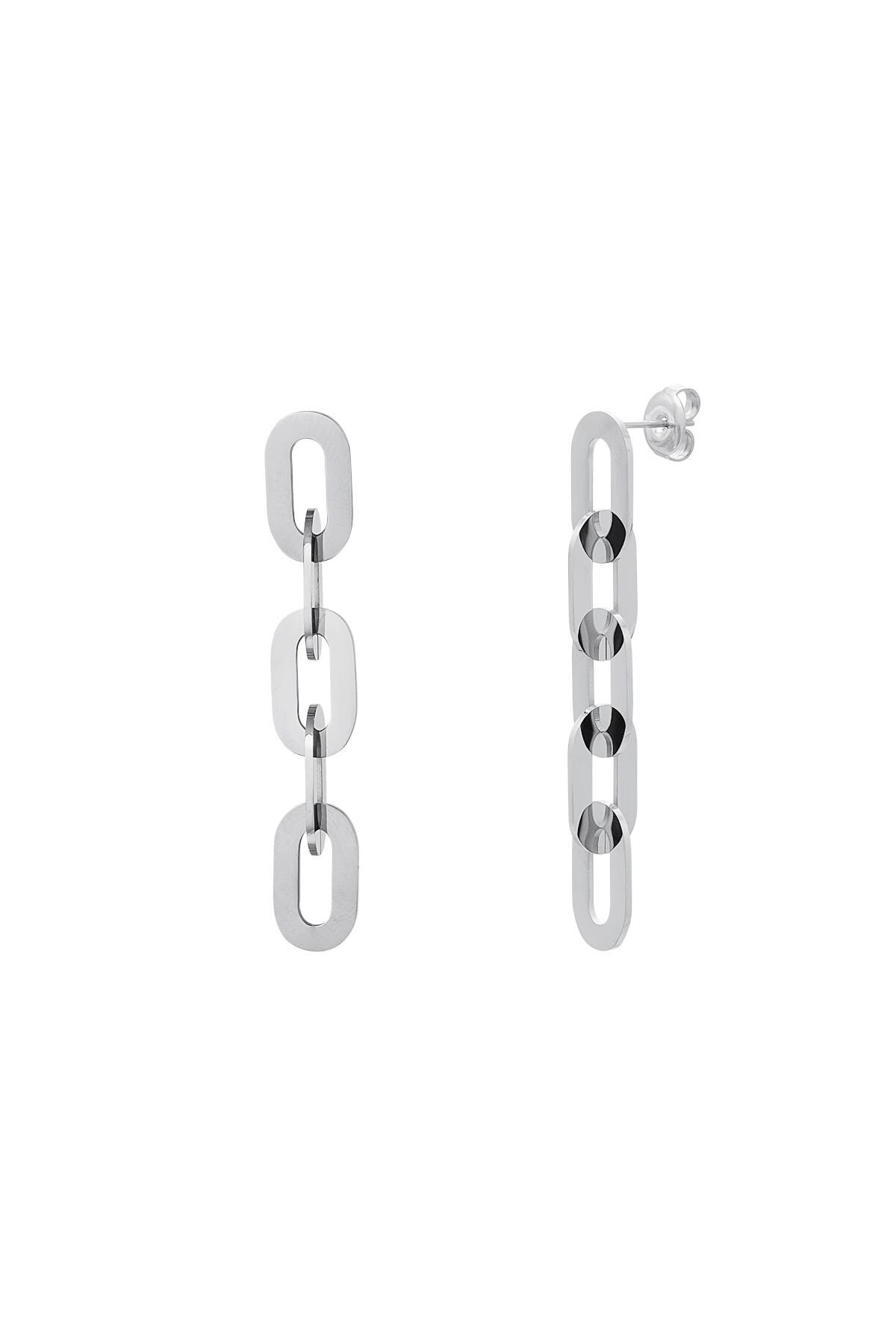 Stainless steel earrings linked chain Silver 