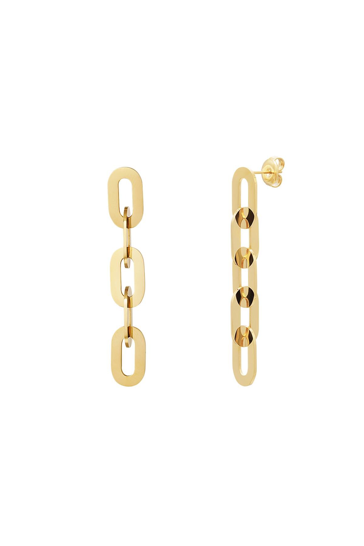 Stainless steel earrings linked chain Gold h5 