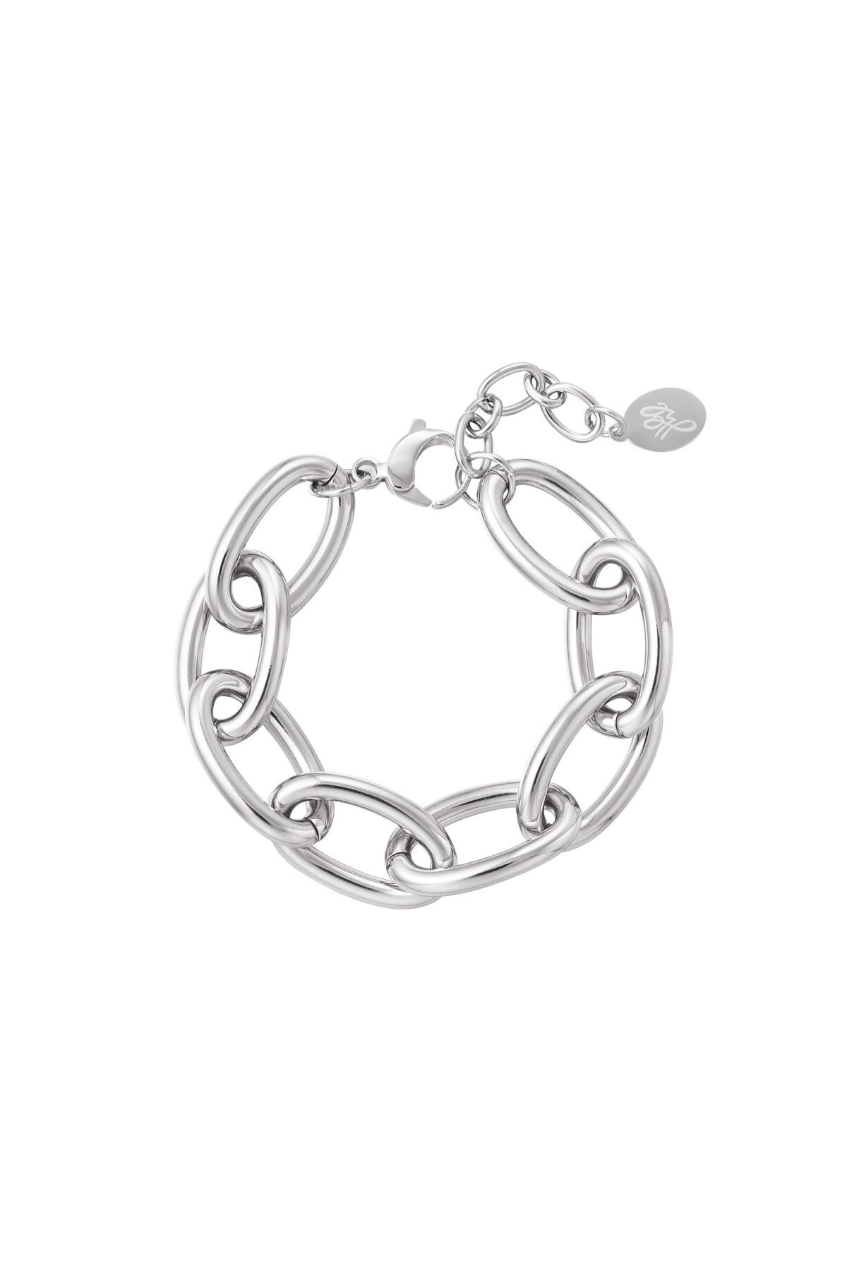 Chunky chain bracelet with large links Silver Stainless Steel 