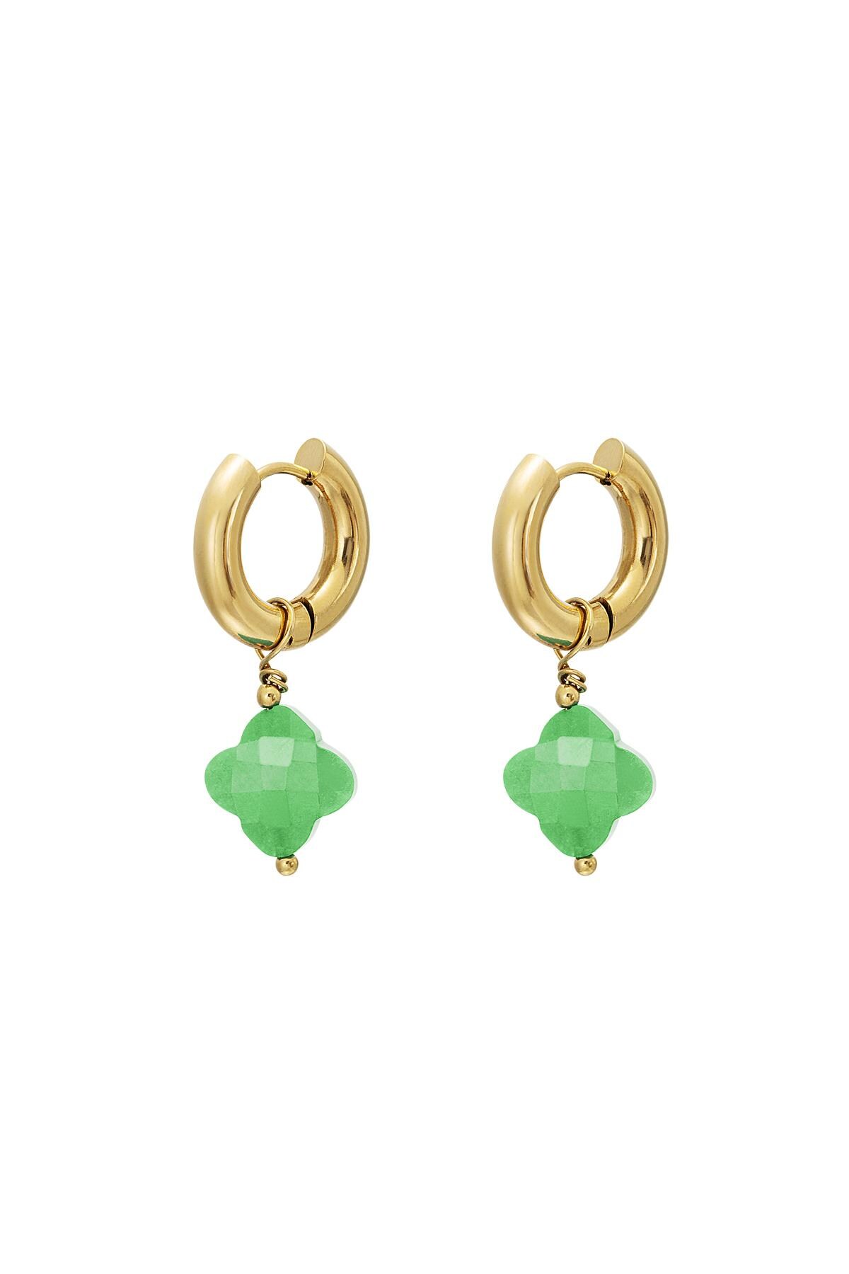 Clover earrings - #summergirls collection Green & Gold Stainless Steel h5 