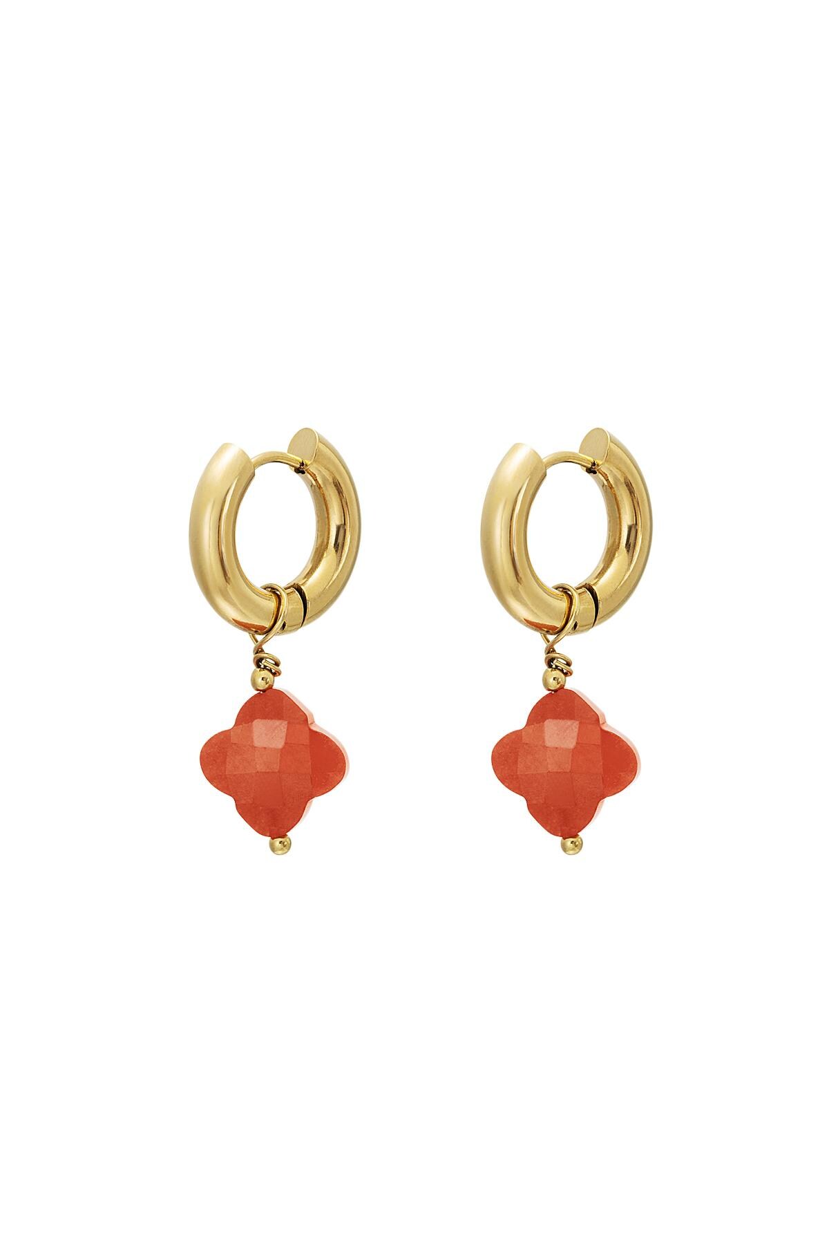 Clover earrings - #summergirls collection Orange & Gold Color Stainless Steel 