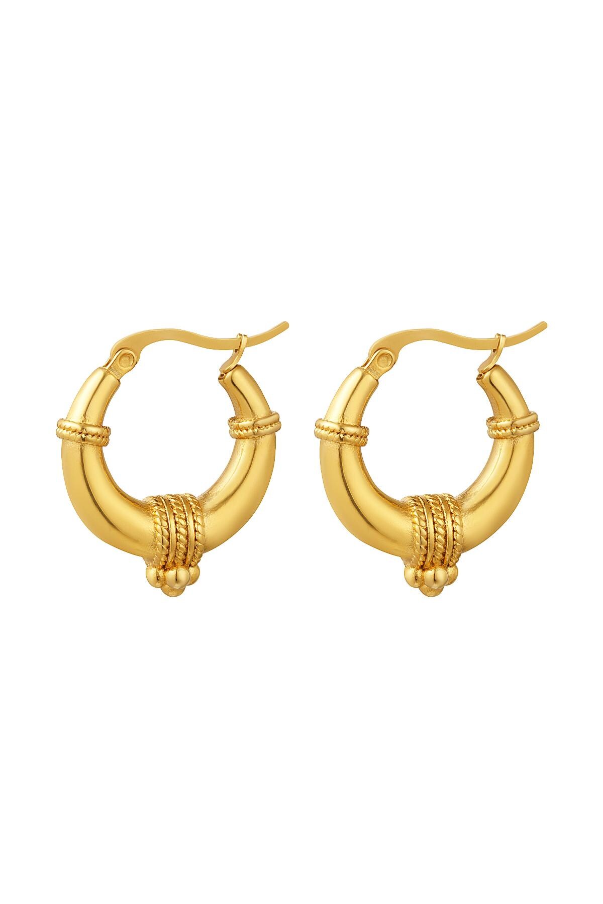 Stainless steel earrings with rope detail - Large Gold h5 