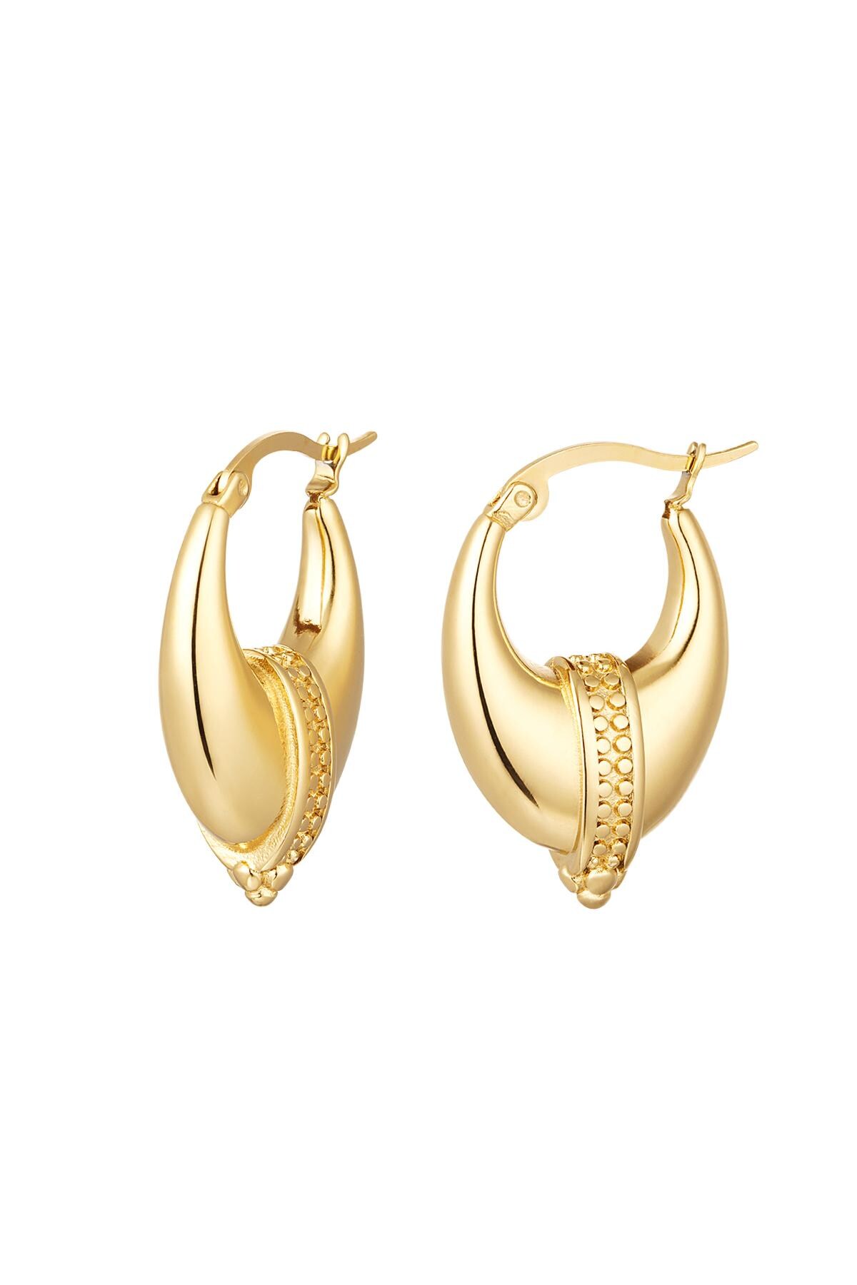 Earrings with detail in the middle Gold Stainless Steel h5 