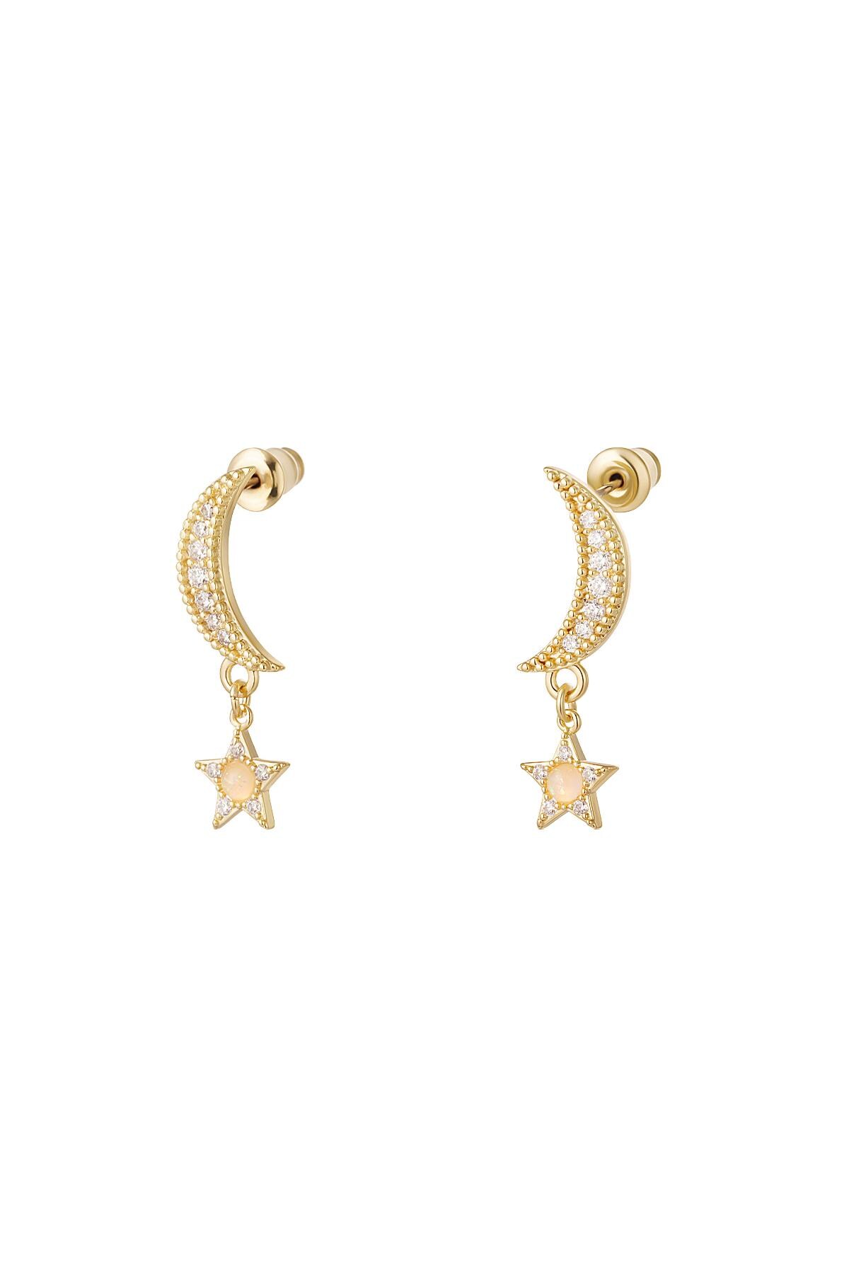 Earrings moon and star - Sparkle collection Gold Copper h5 