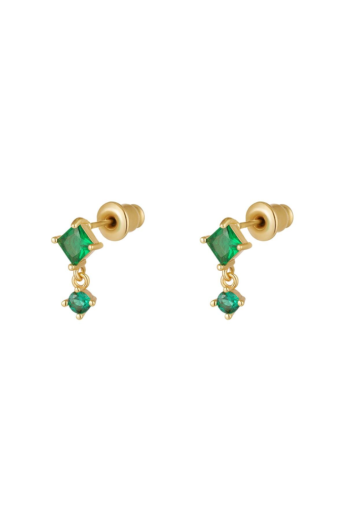 Earrings colored stones - Sparkle collection Green & Gold Copper h5 