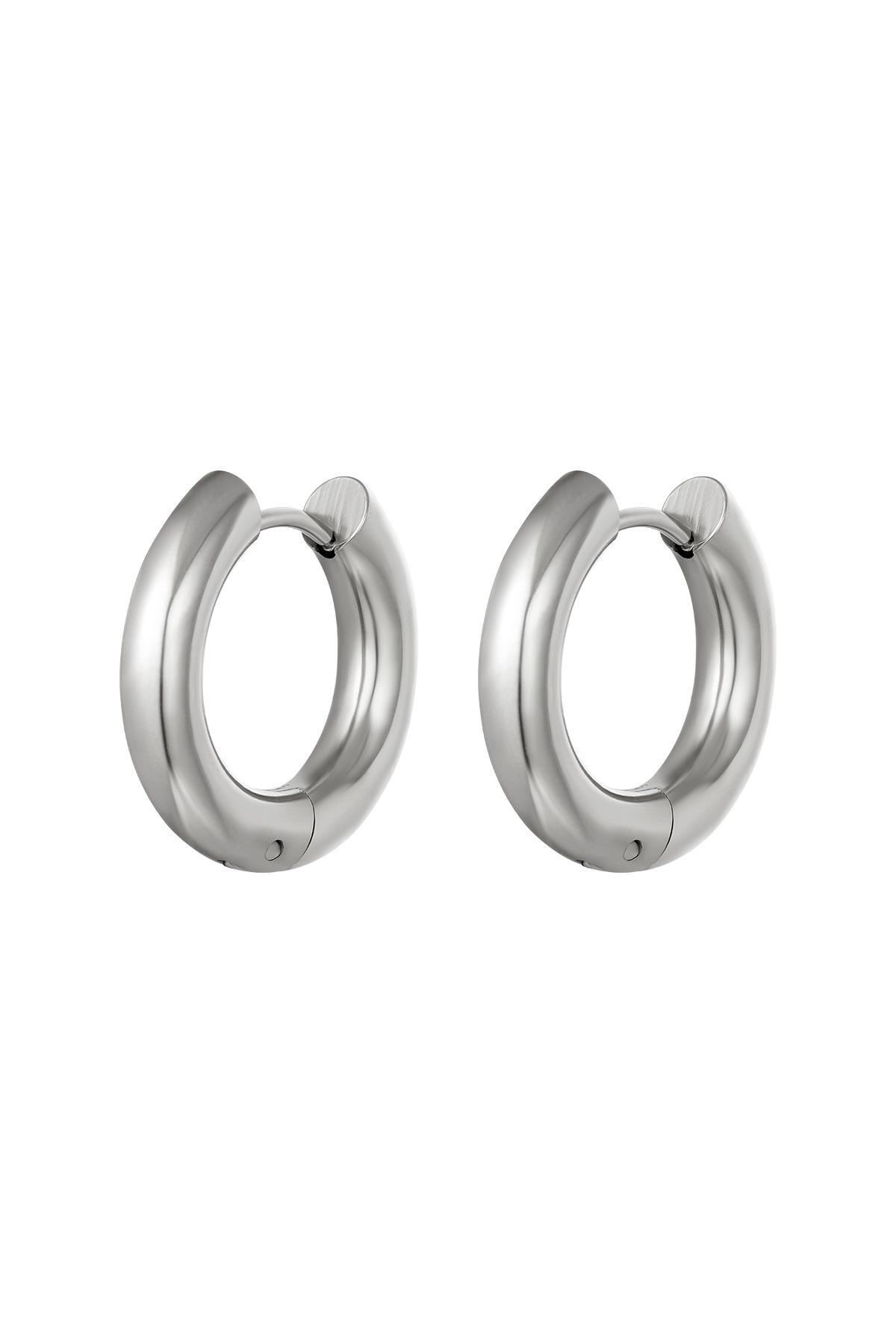 Basic creoles earrings - medium Silver Stainless Steel h5 