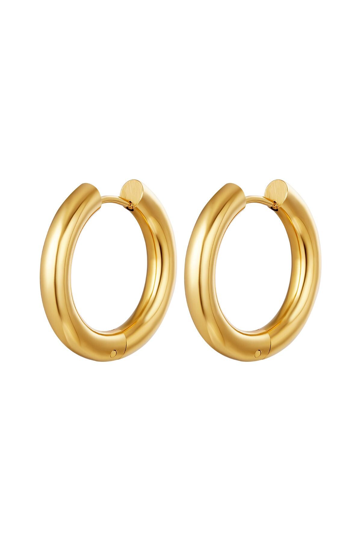 Basic creoles earrings - large Gold Stainless Steel 