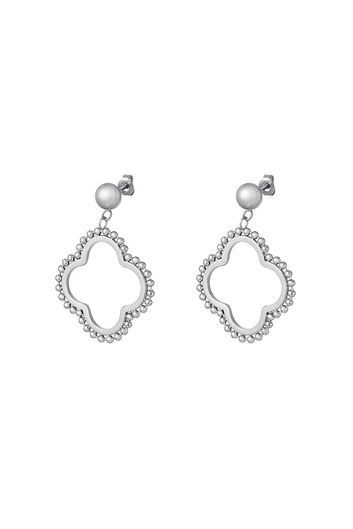 Dotted clover earrings Silver Stainless Steel h5 