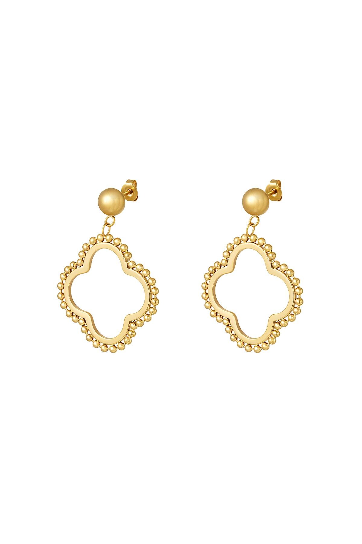 Dotted clover earrings Gold Stainless Steel h5 