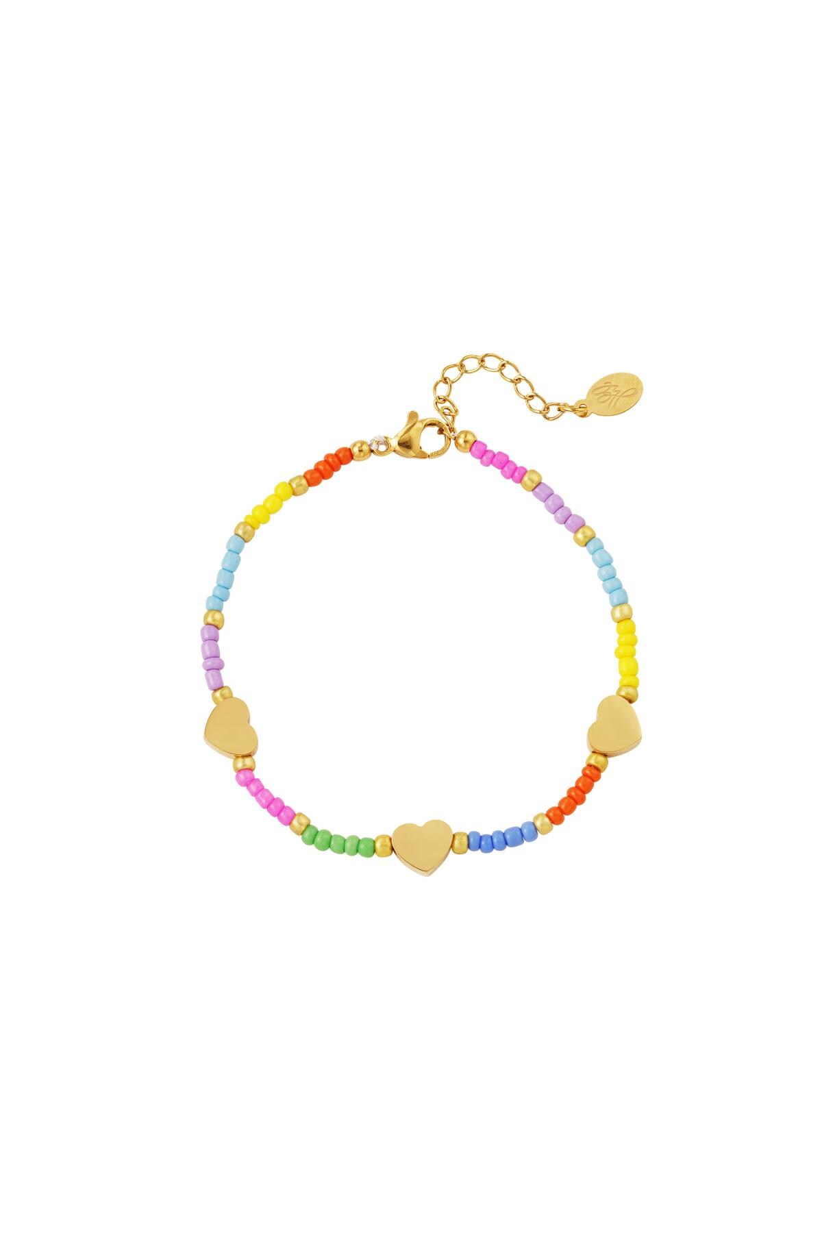 Gold hearts bracelet - Rainbow collection Multi Stainless Steel 