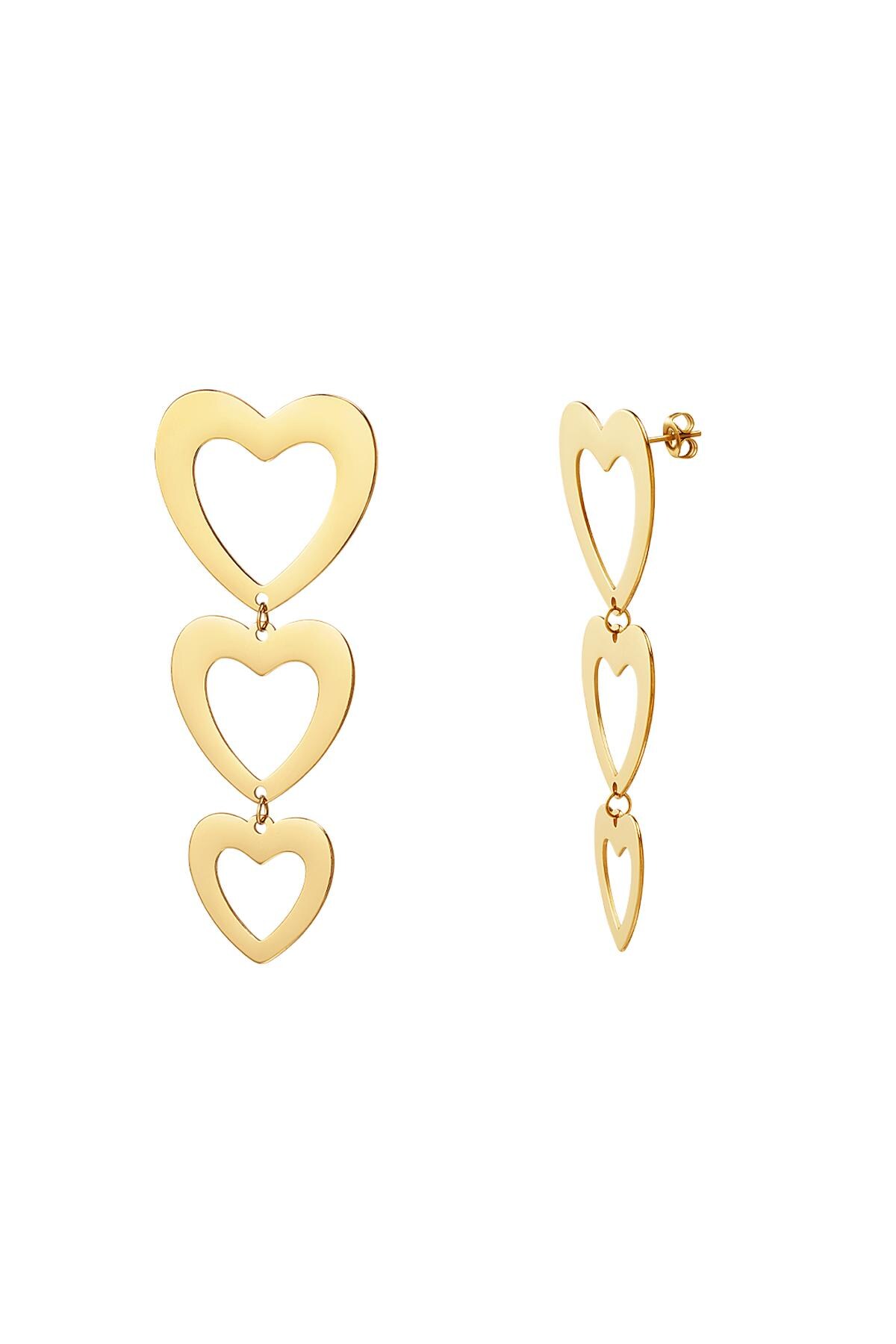 Hanging earrings three hearts Gold Stainless Steel h5 