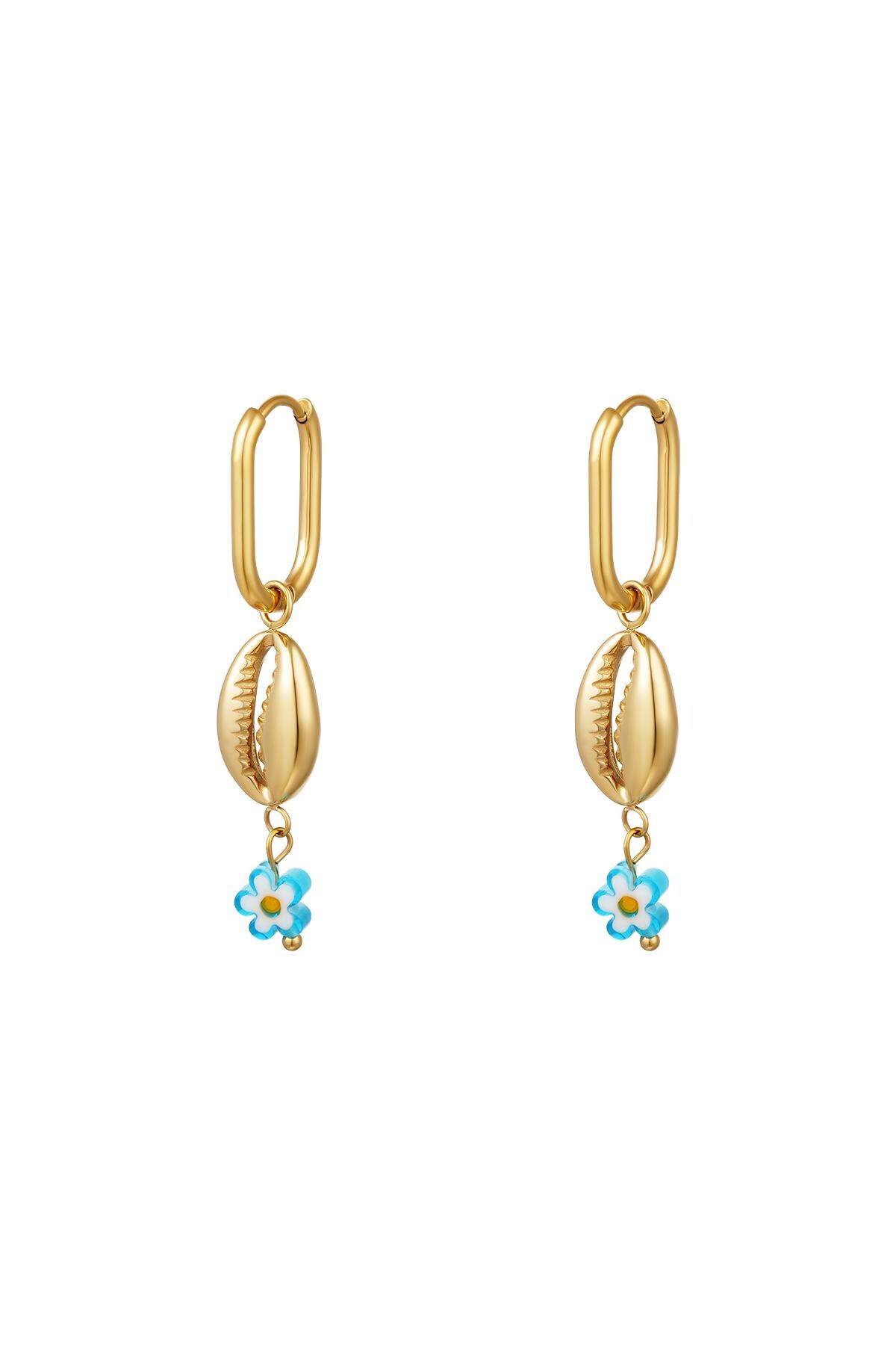 Blue daisy earrings - Beach collection Gold Stainless Steel h5 