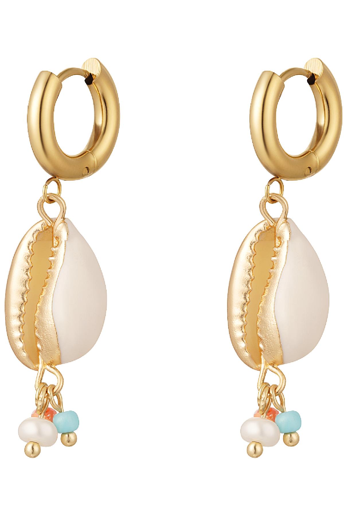 Dangling sea shell earrings - Beach collection Gold Stainless Steel h5 