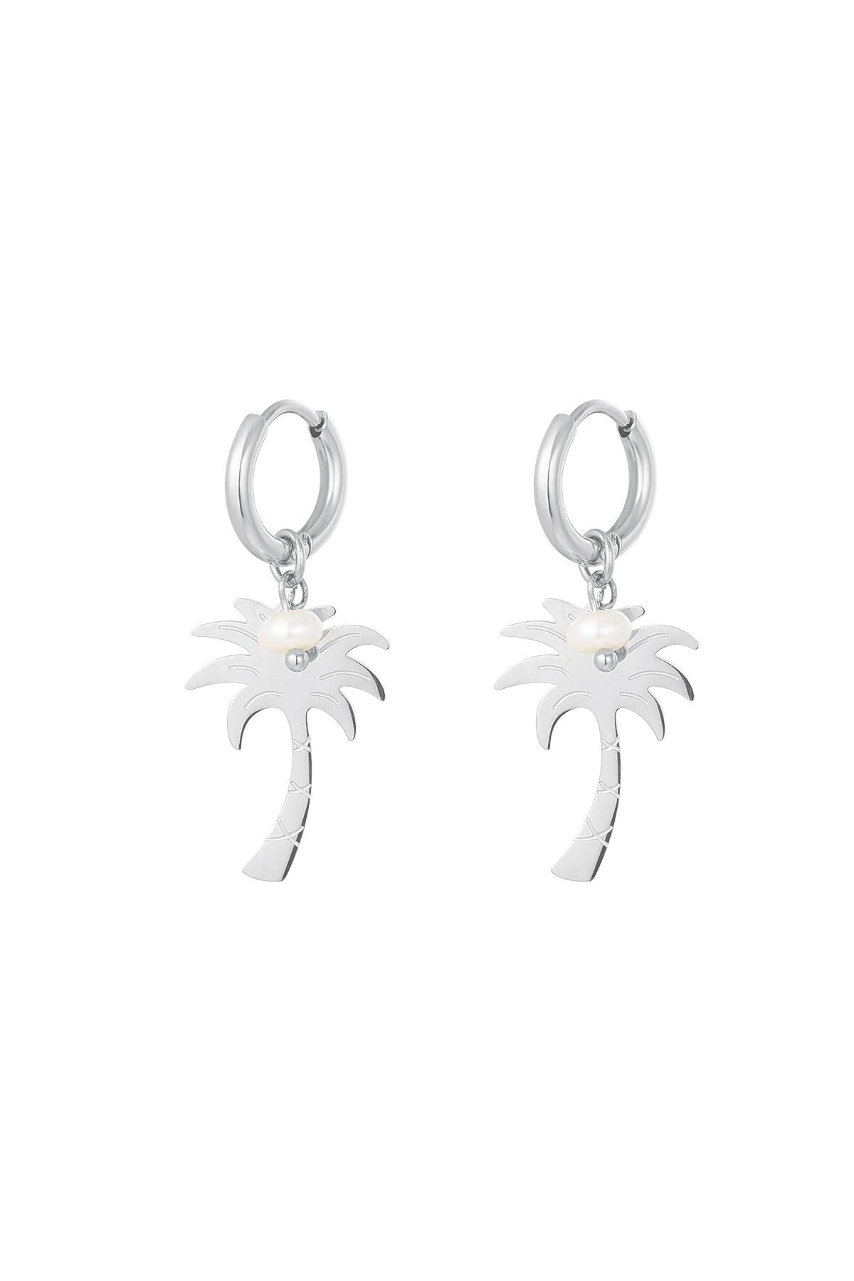 Palm tree earrings - Beach collection Silver Stainless Steel 