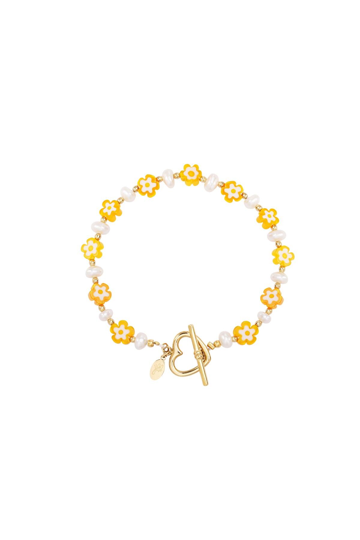 Small daisy bracelet - Beach collection Orange & Gold Stainless Steel h5 