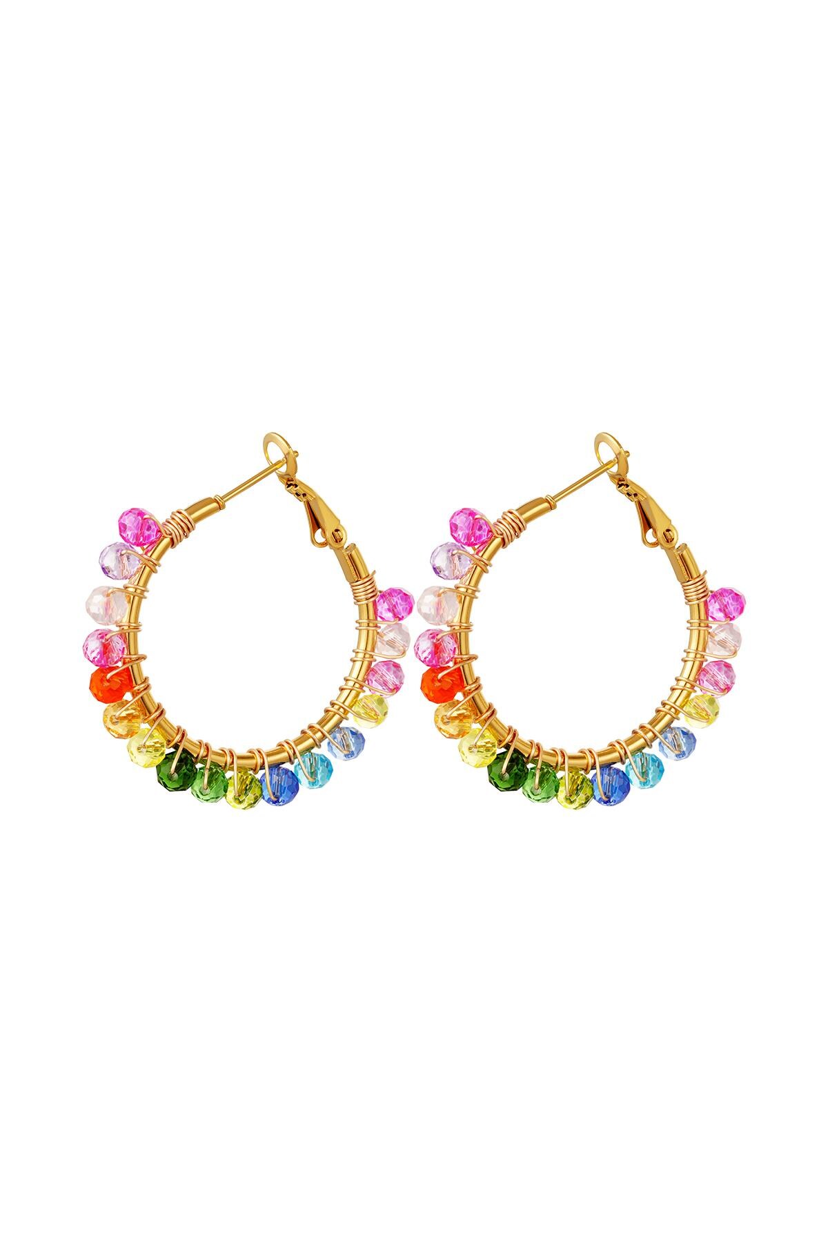 Hoop earrings with colorful beads Multi Stainless Steel 