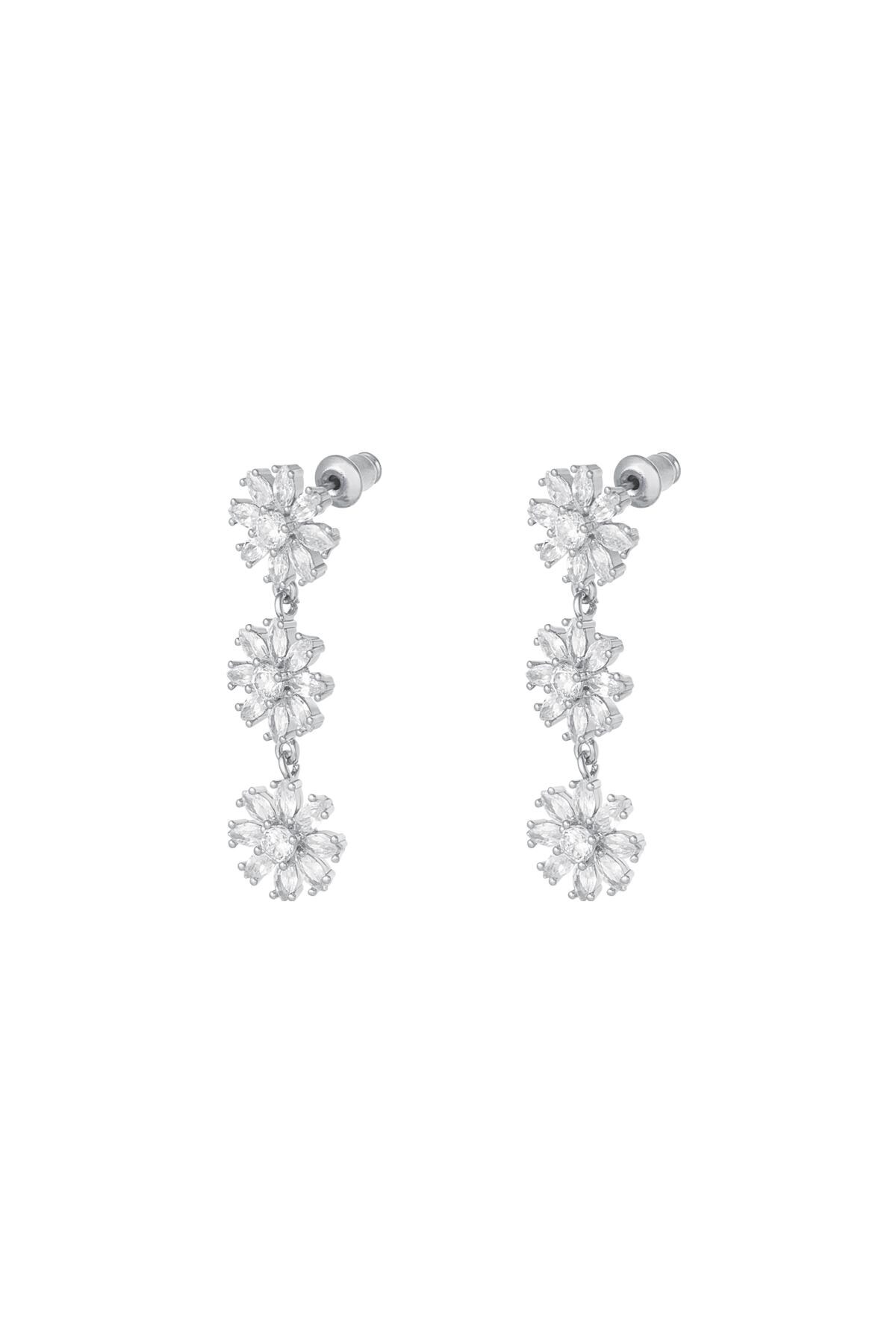 Earrings three flowers - Sparkle collection Silver Copper h5 