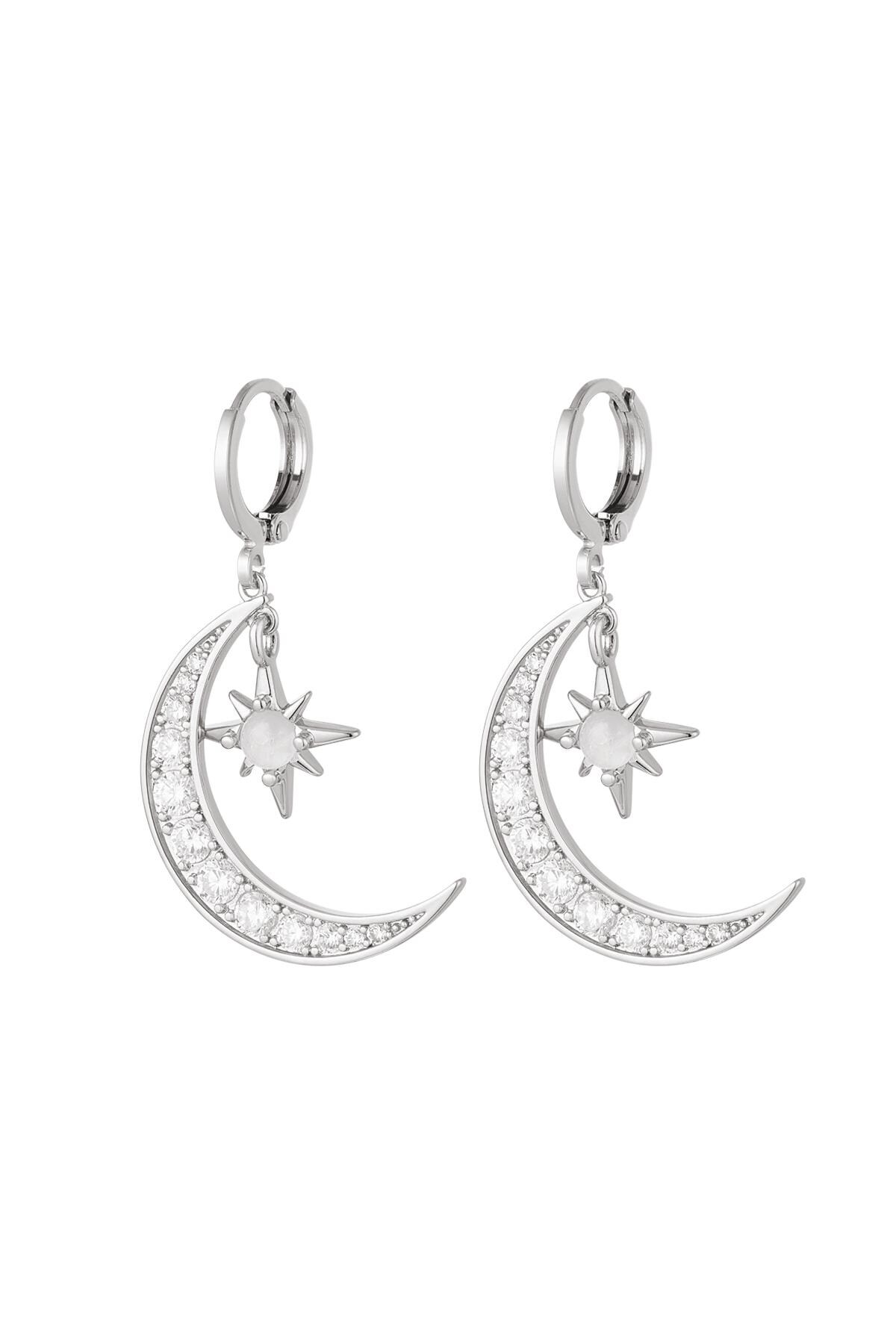 Earrings moon and star - Sparkle collection Silver Copper 