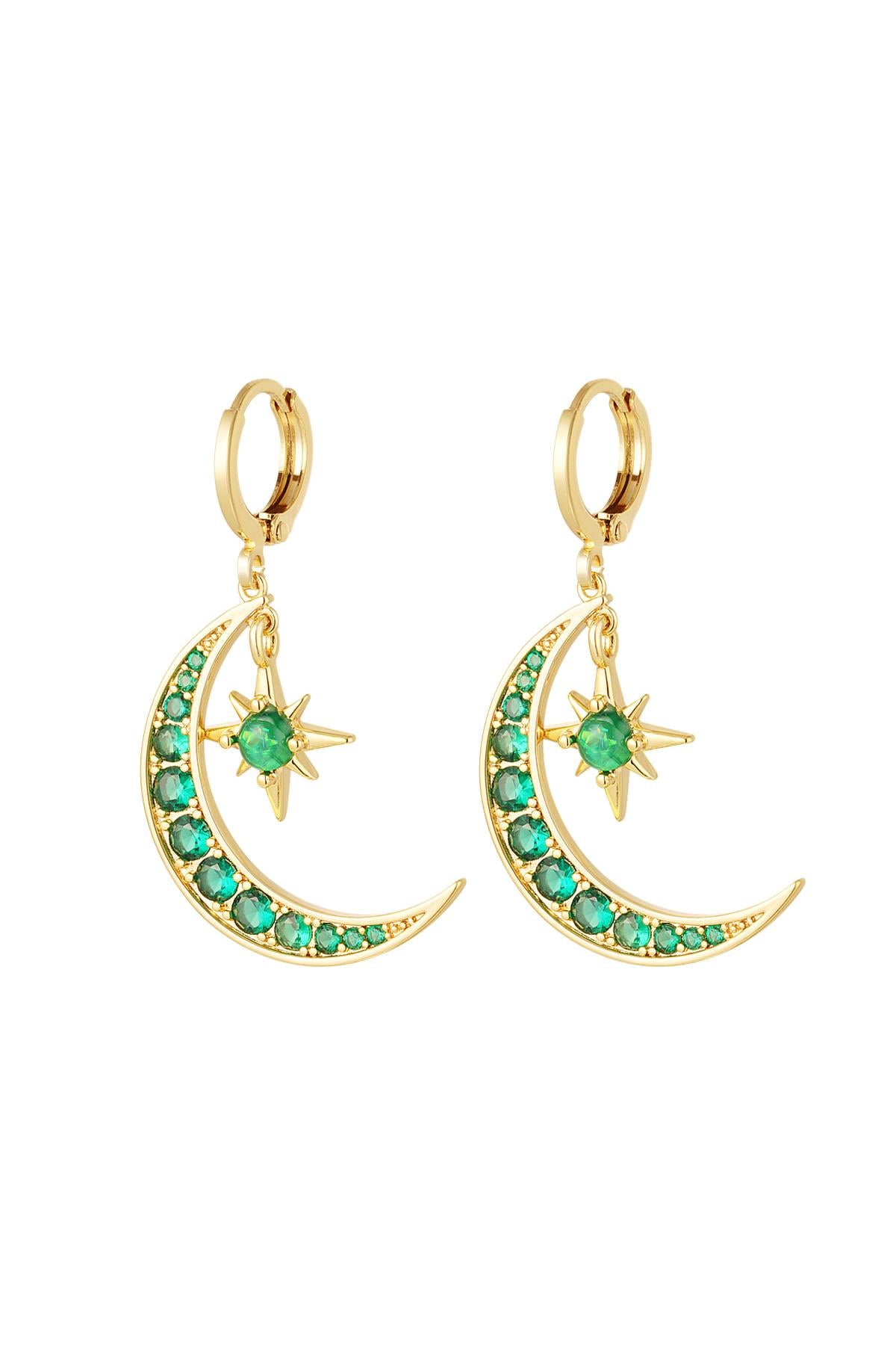 Küpeler ay ve yıldız - Sparkle koleksiyonu Green & Gold Copper h5 