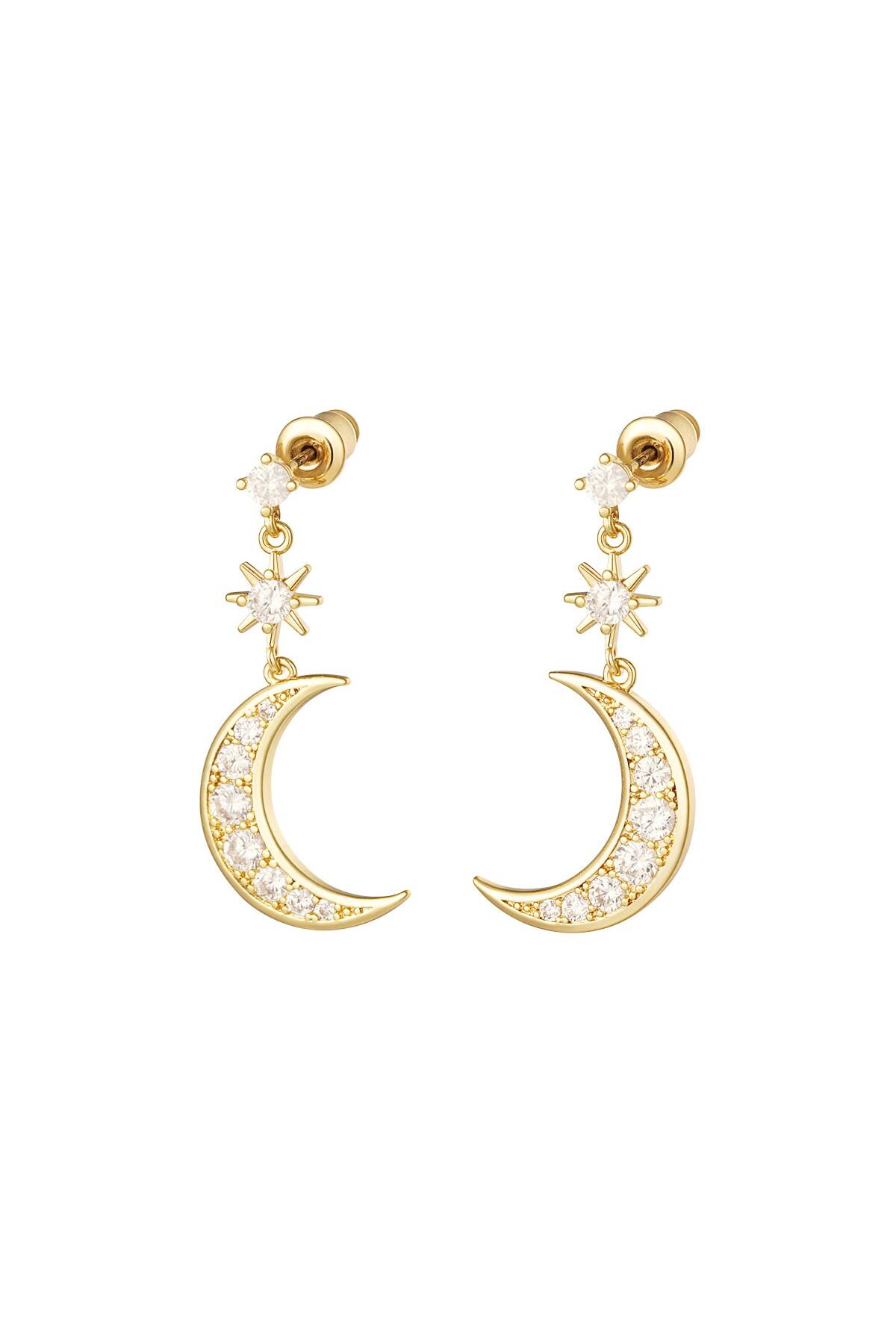 Earrings moon and star - Sparkle collection Gold Copper h5 