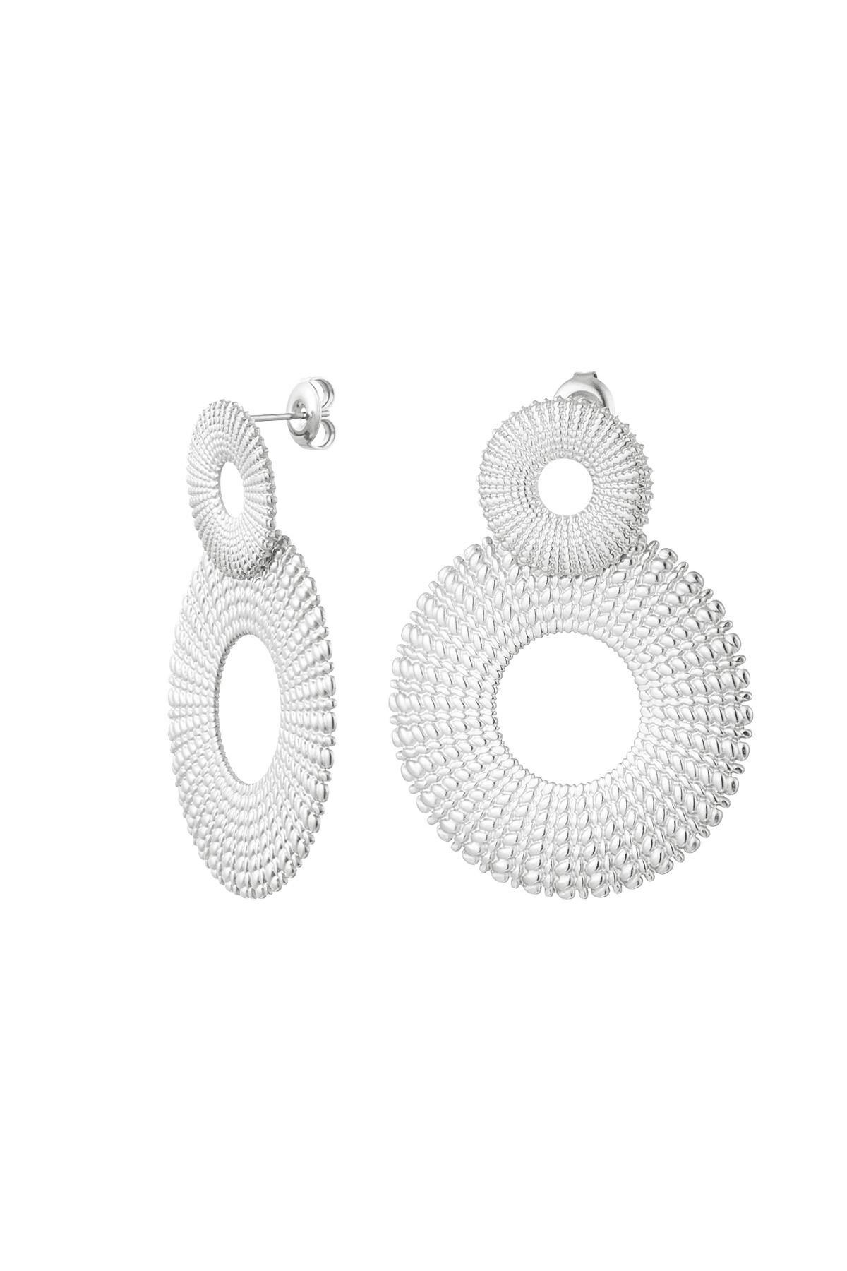 Statement earrings circles Silver Stainless Steel 