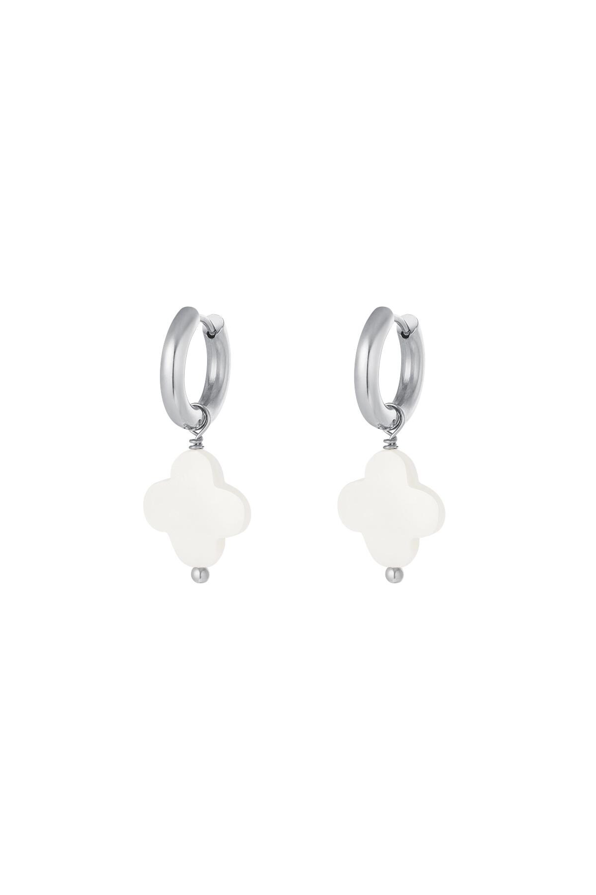 Earrings seashell clover Silver Stainless Steel h5 