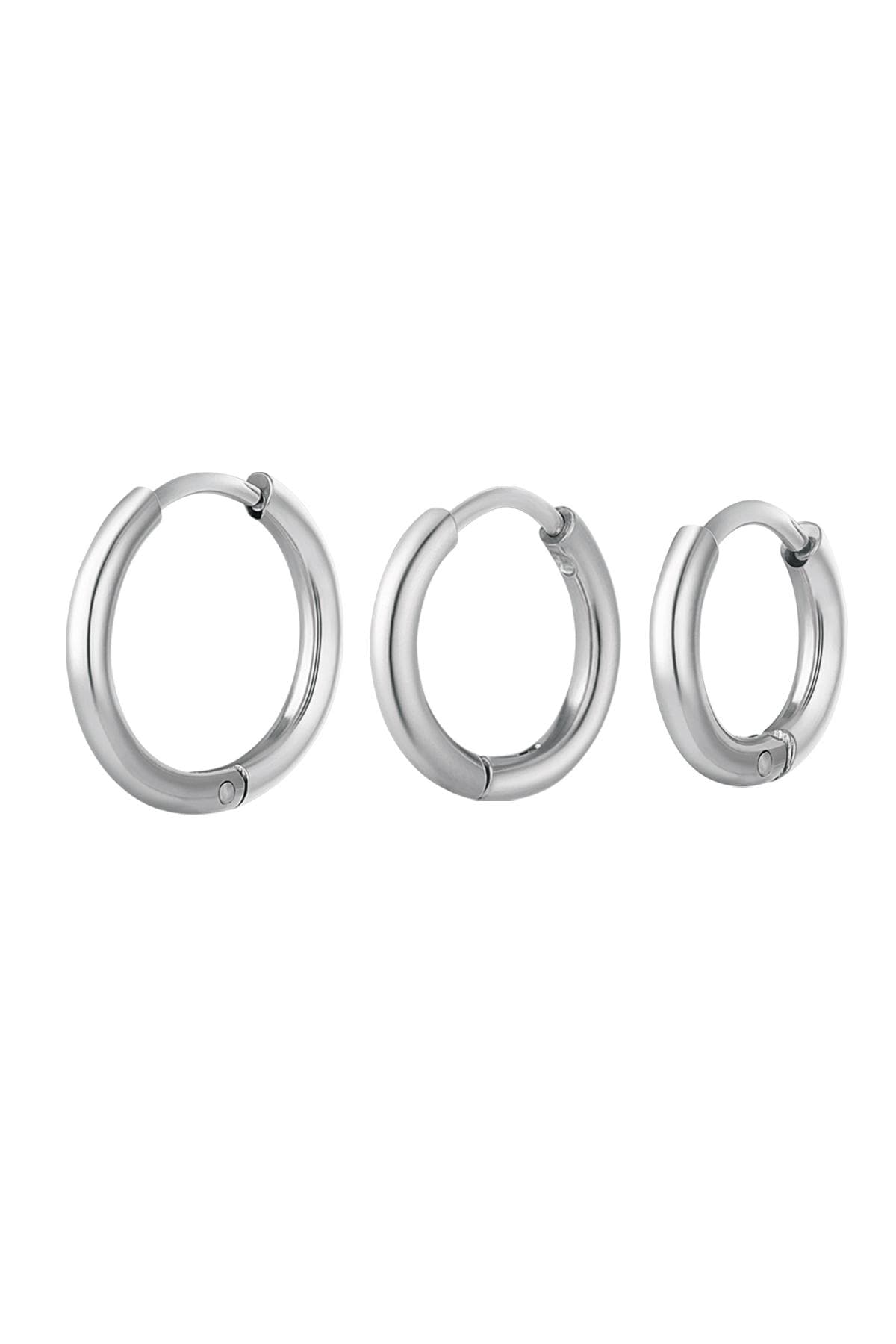 Creoles simple set Silver Stainless Steel h5 