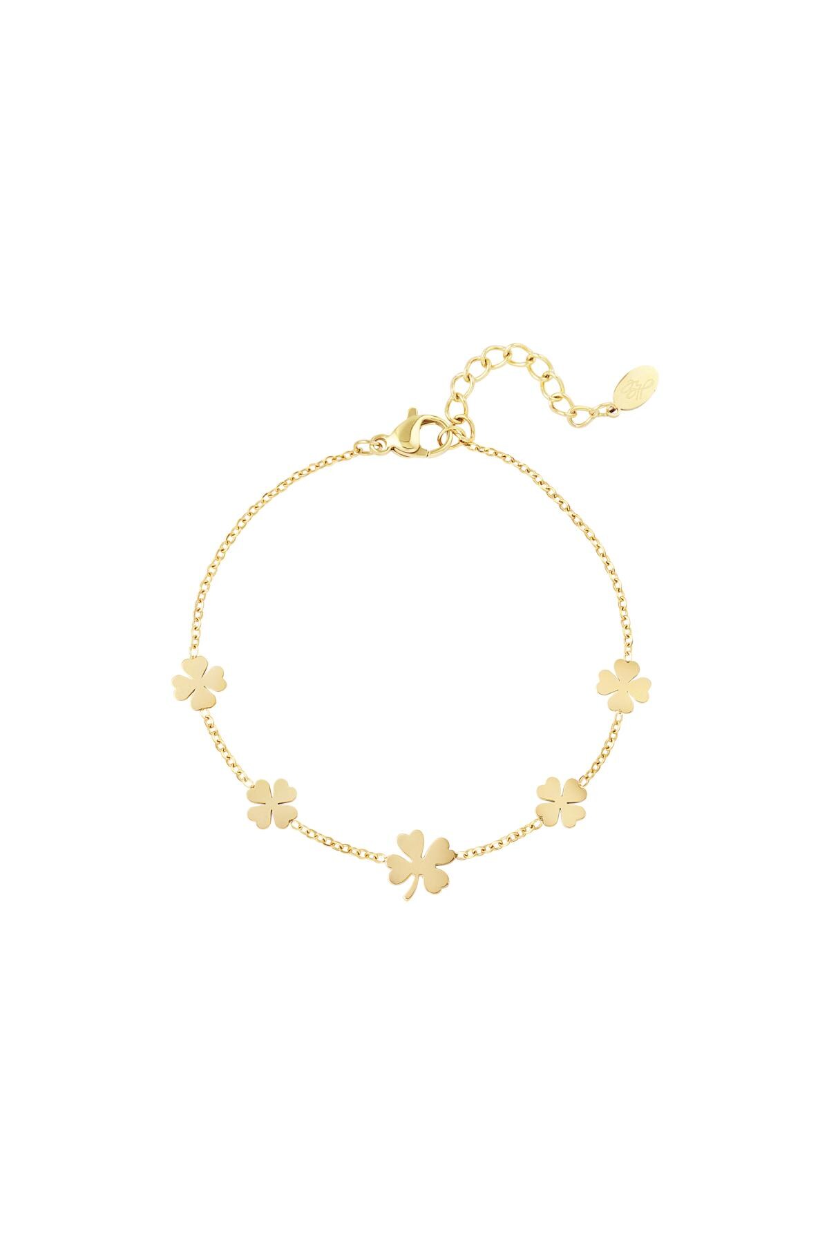 Bracelet 5 clovers Gold Stainless Steel 