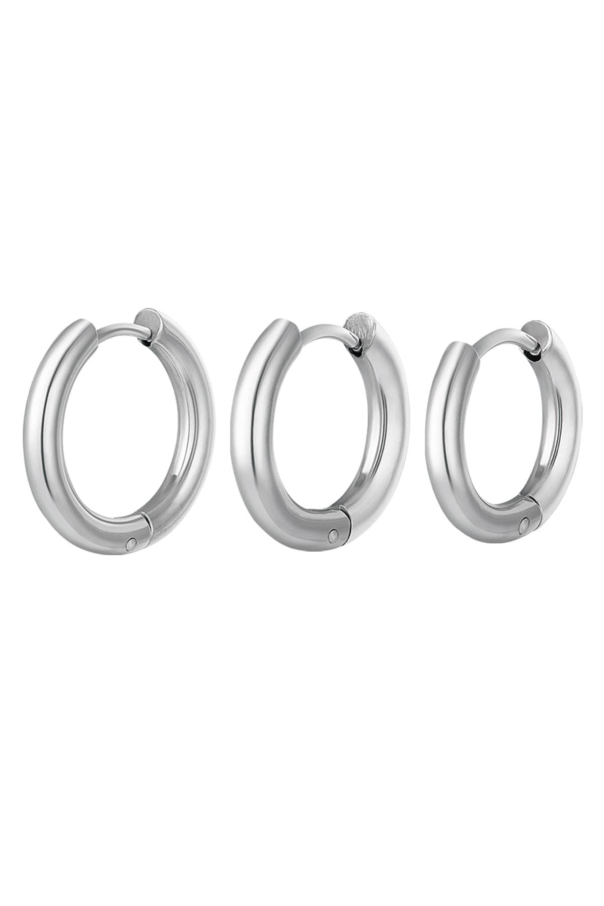 Creoles set 3 hoop earrings silver color Stainless Steel h5 