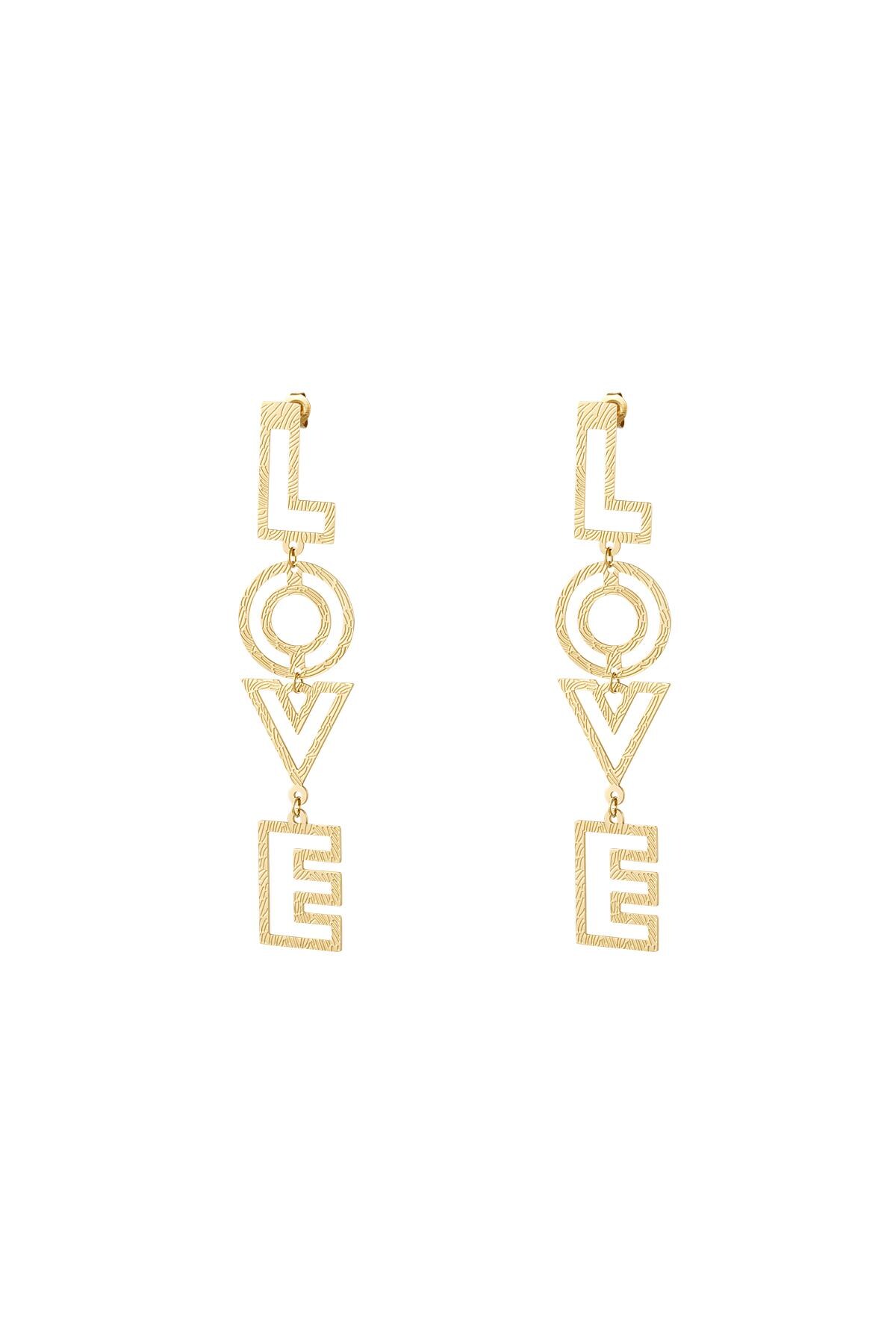 LOVE earrings with pattern Gold Stainless Steel h5 