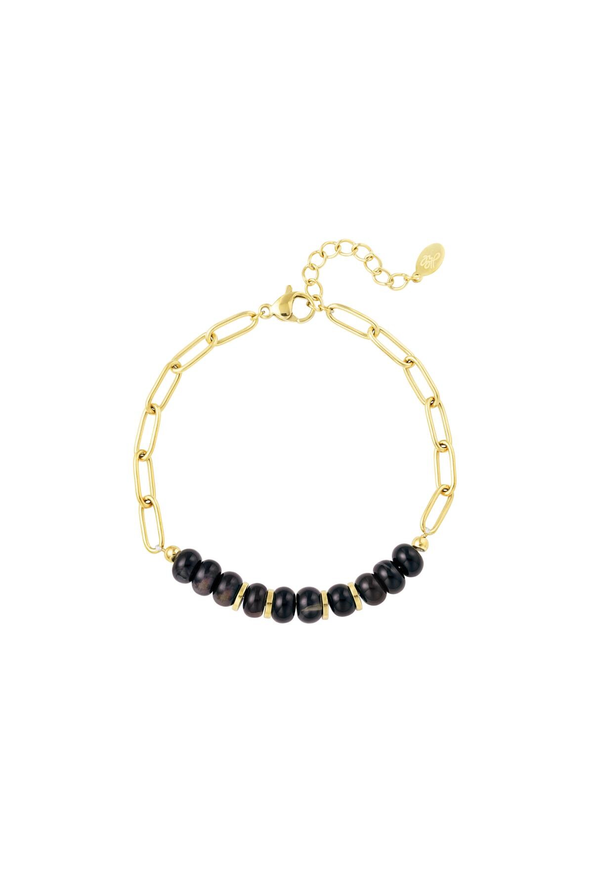 Chunky bracelet with stones Black & Gold h5 