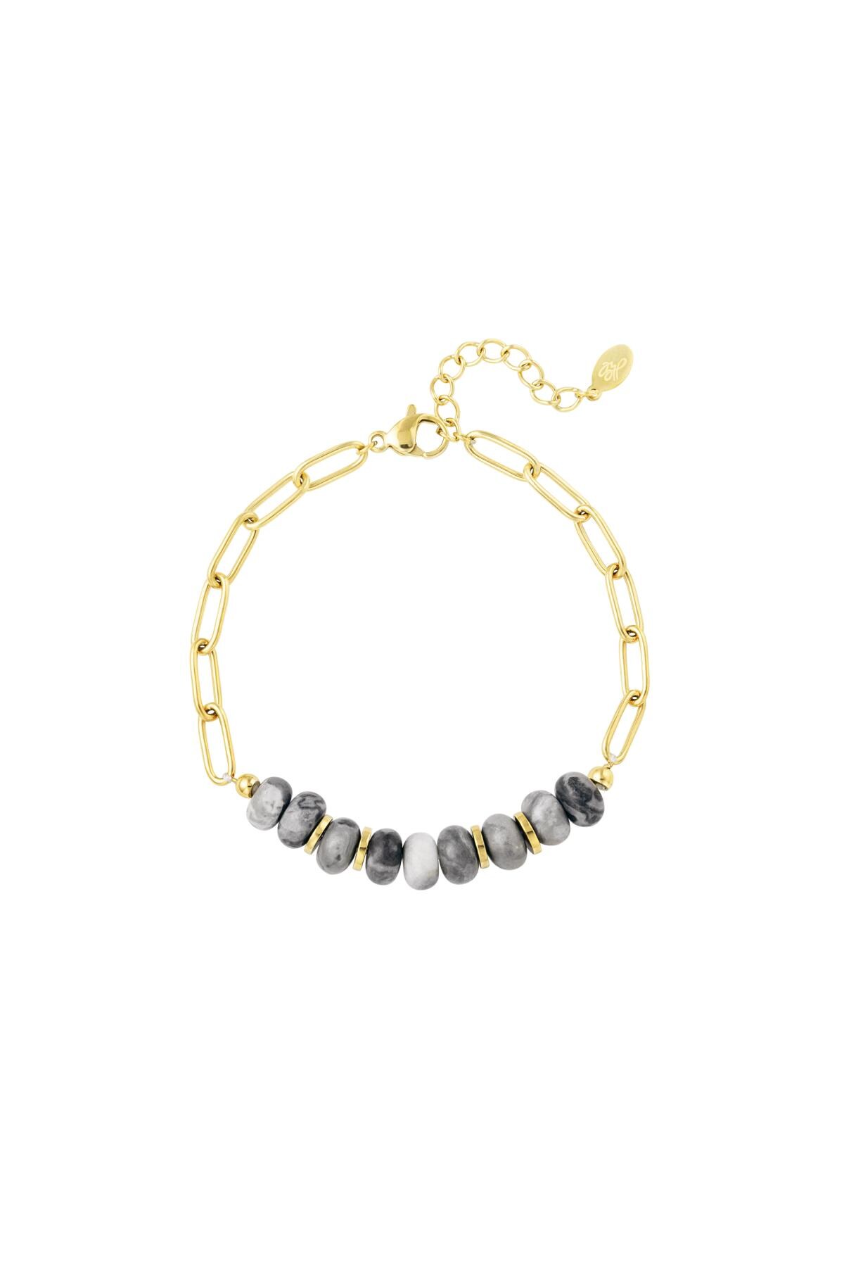 Chunky bracelet with stones Grey & Gold h5 